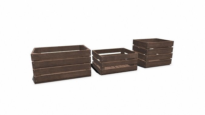 Wooden Crates Low-poly PBR Free low-poly 3D model