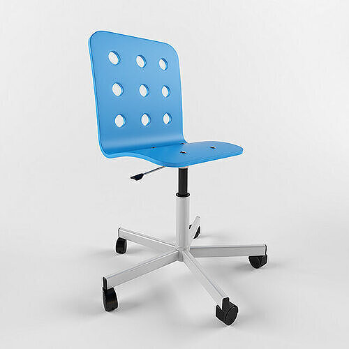 Modern Blue Swivel Office Chair 3D Model max and fbm Files Low-poly 3D model