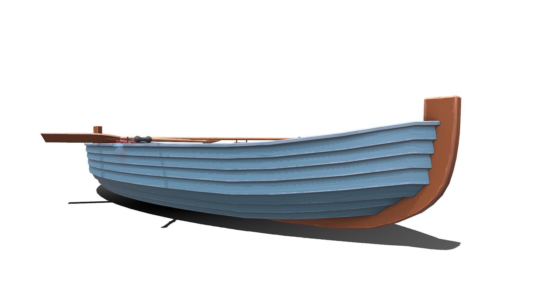Stylized Wooden Row Boat Low-poly PBR Low-poly 3D model_9