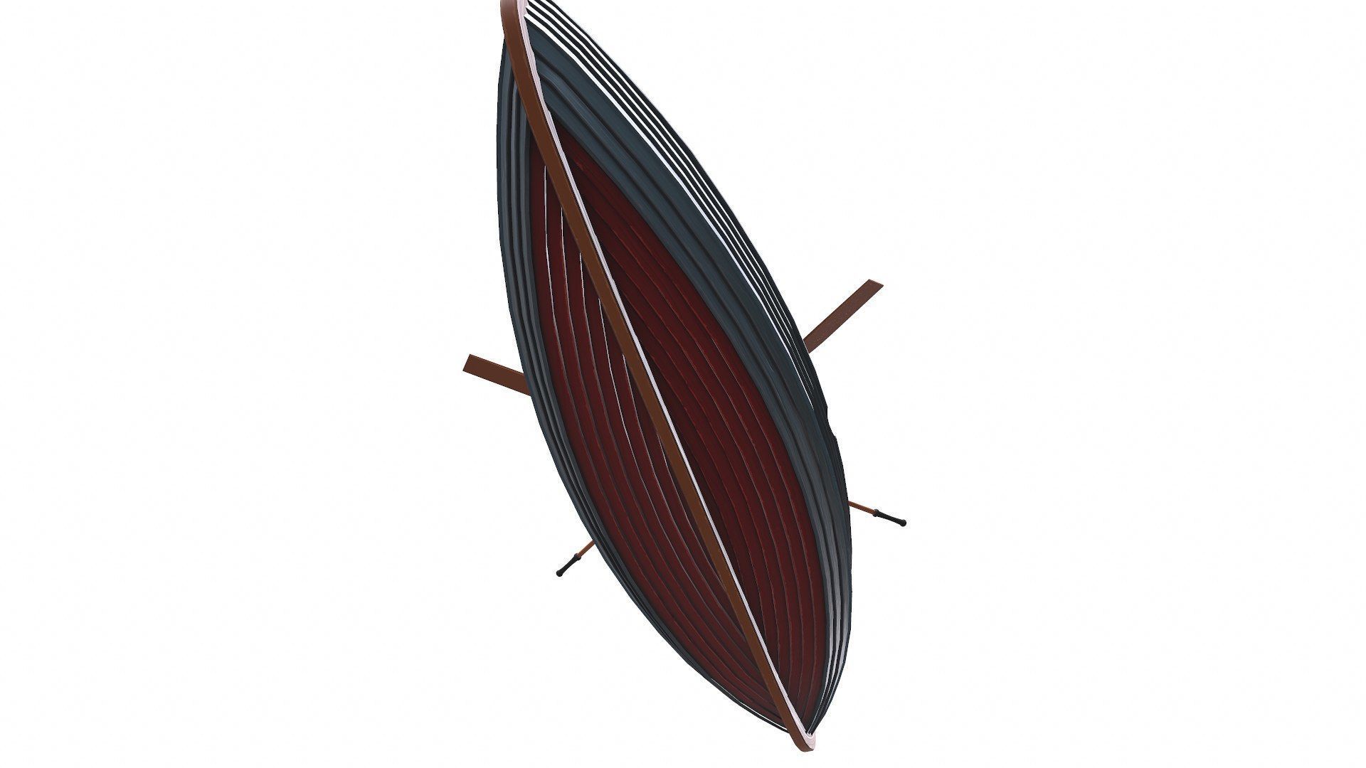 Stylized Wooden Row Boat Low-poly PBR Low-poly 3D model_14
