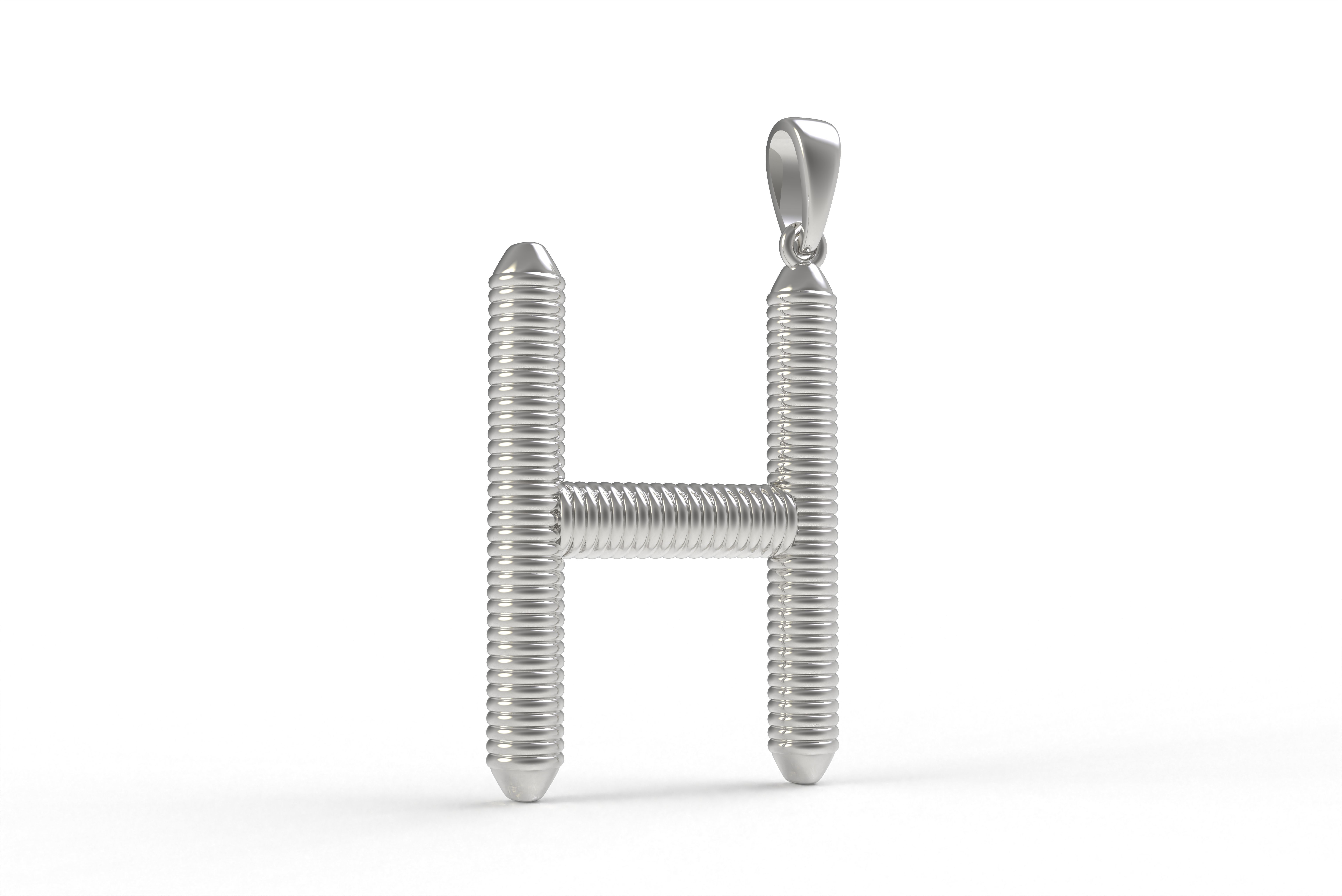 Spiral Initial Letter H Pendant 3D print model_9
