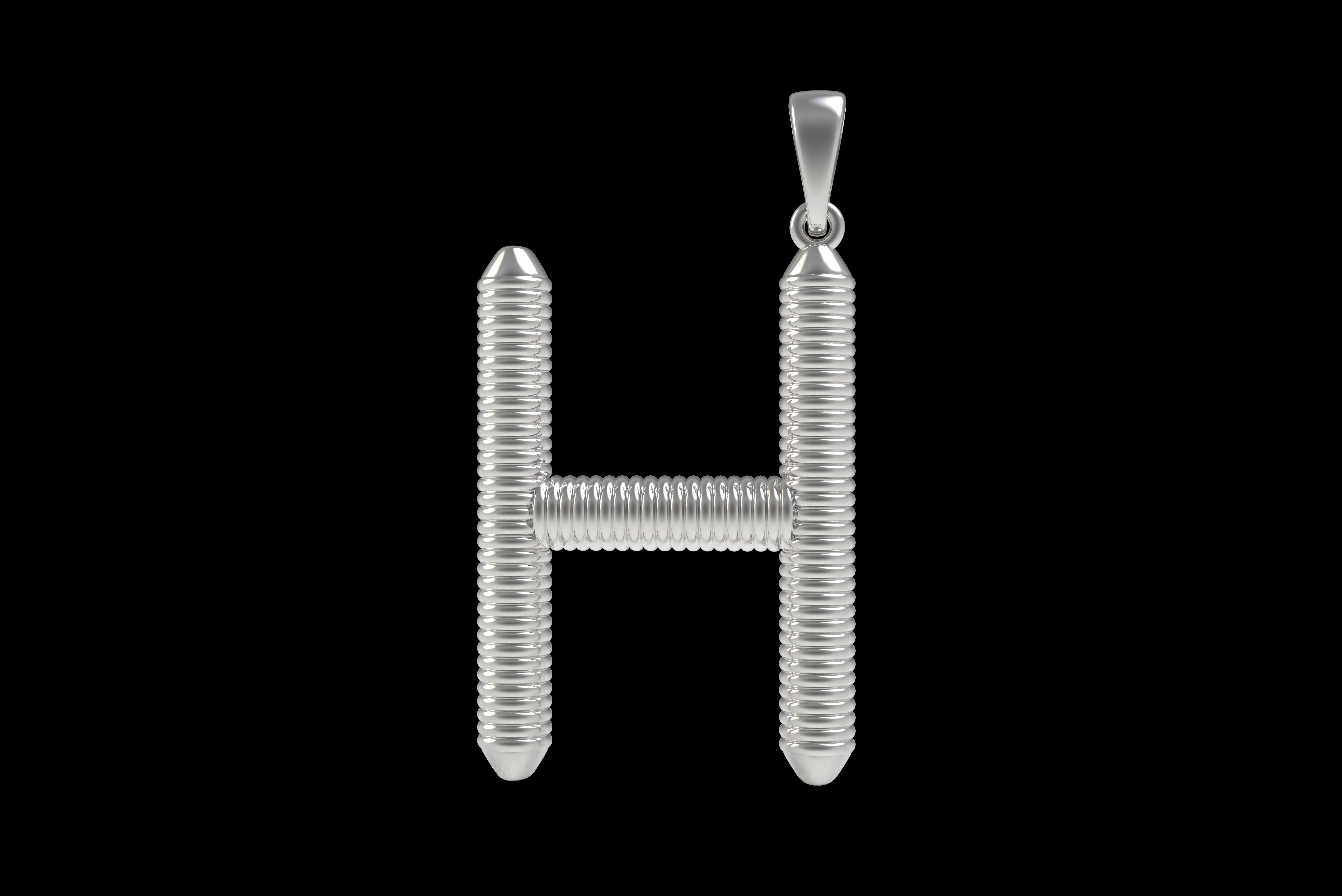 Spiral Initial Letter H Pendant 3D print model_26