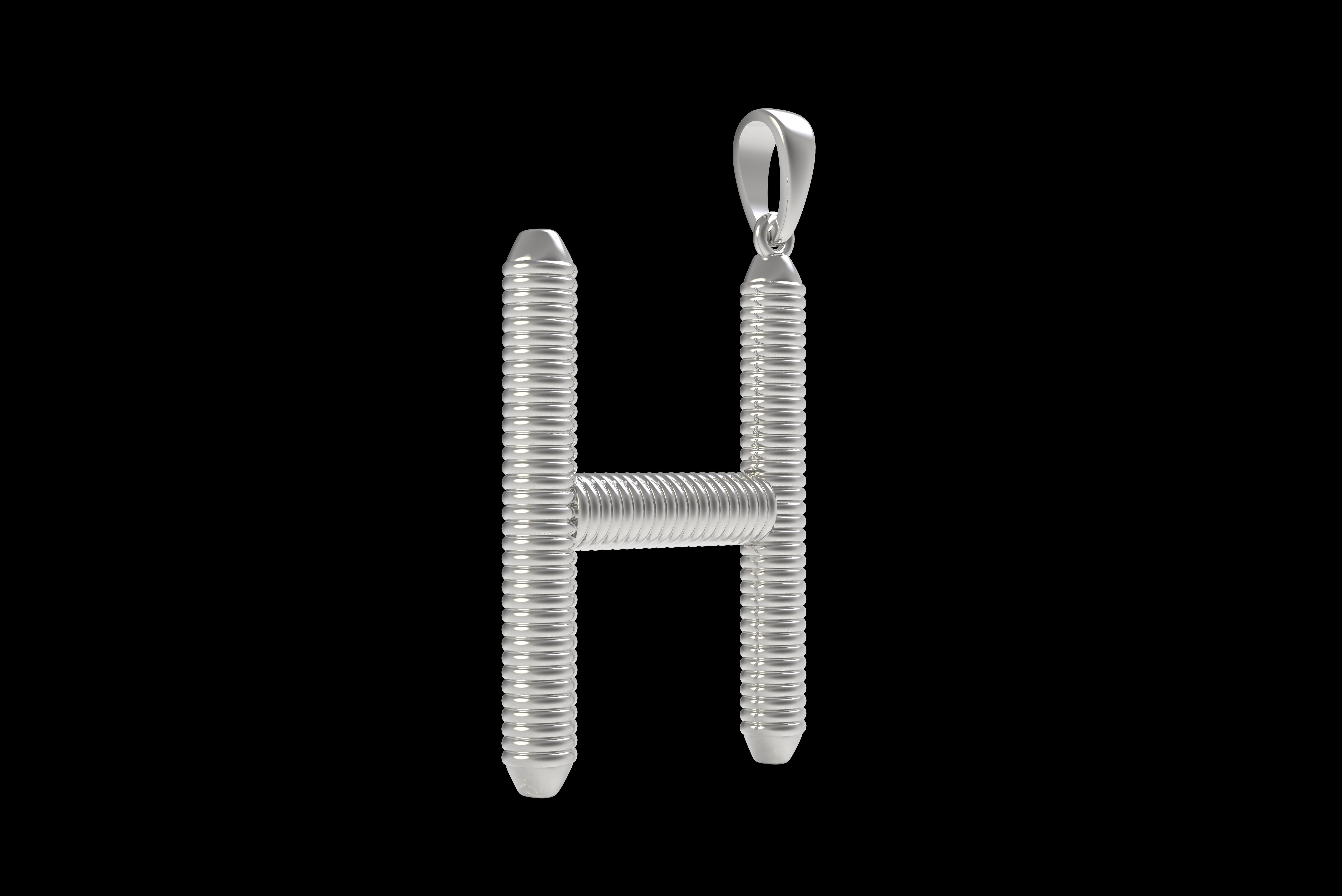 Spiral Initial Letter H Pendant 3D print model_29