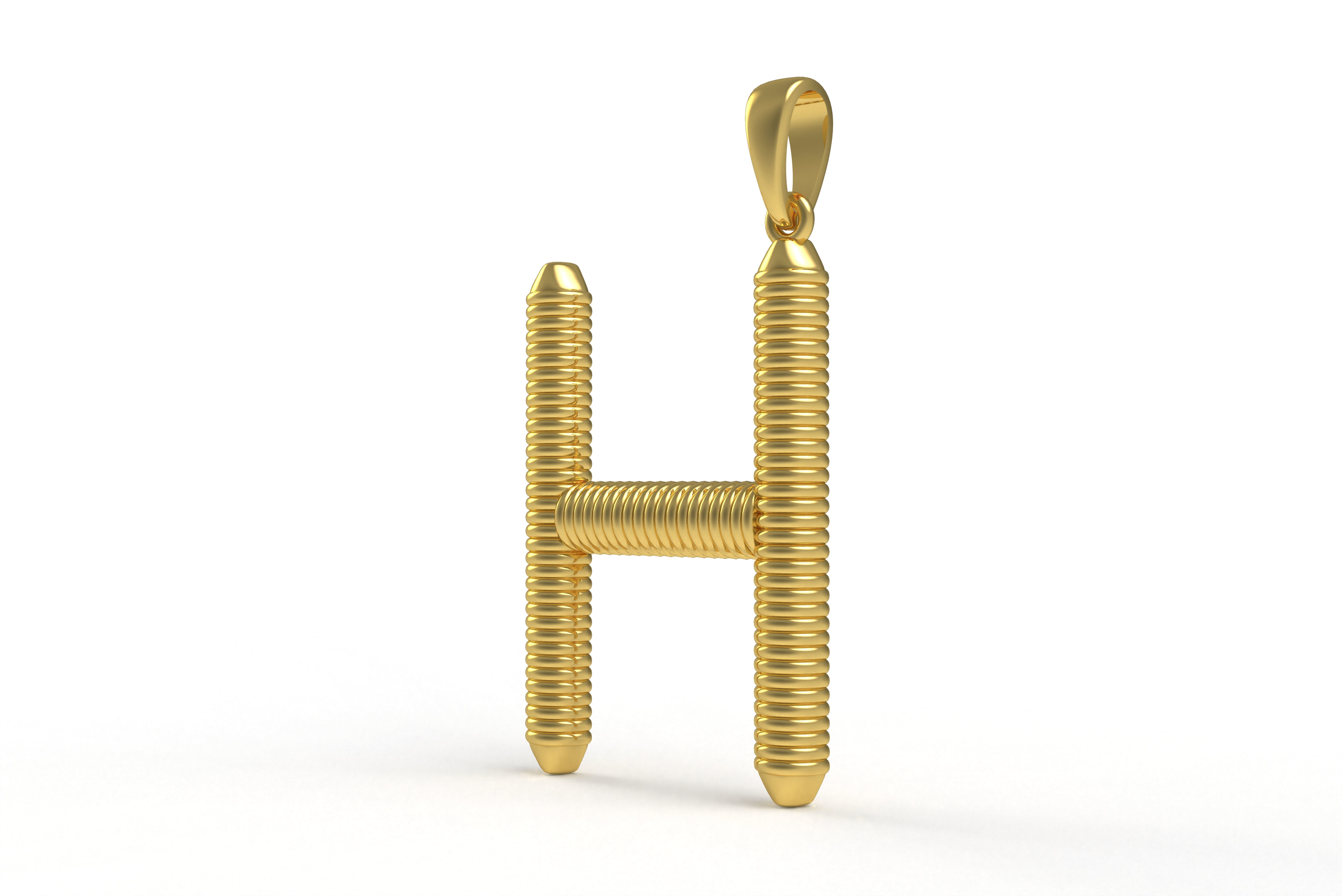 Spiral Initial Letter H Pendant 3D print model_4
