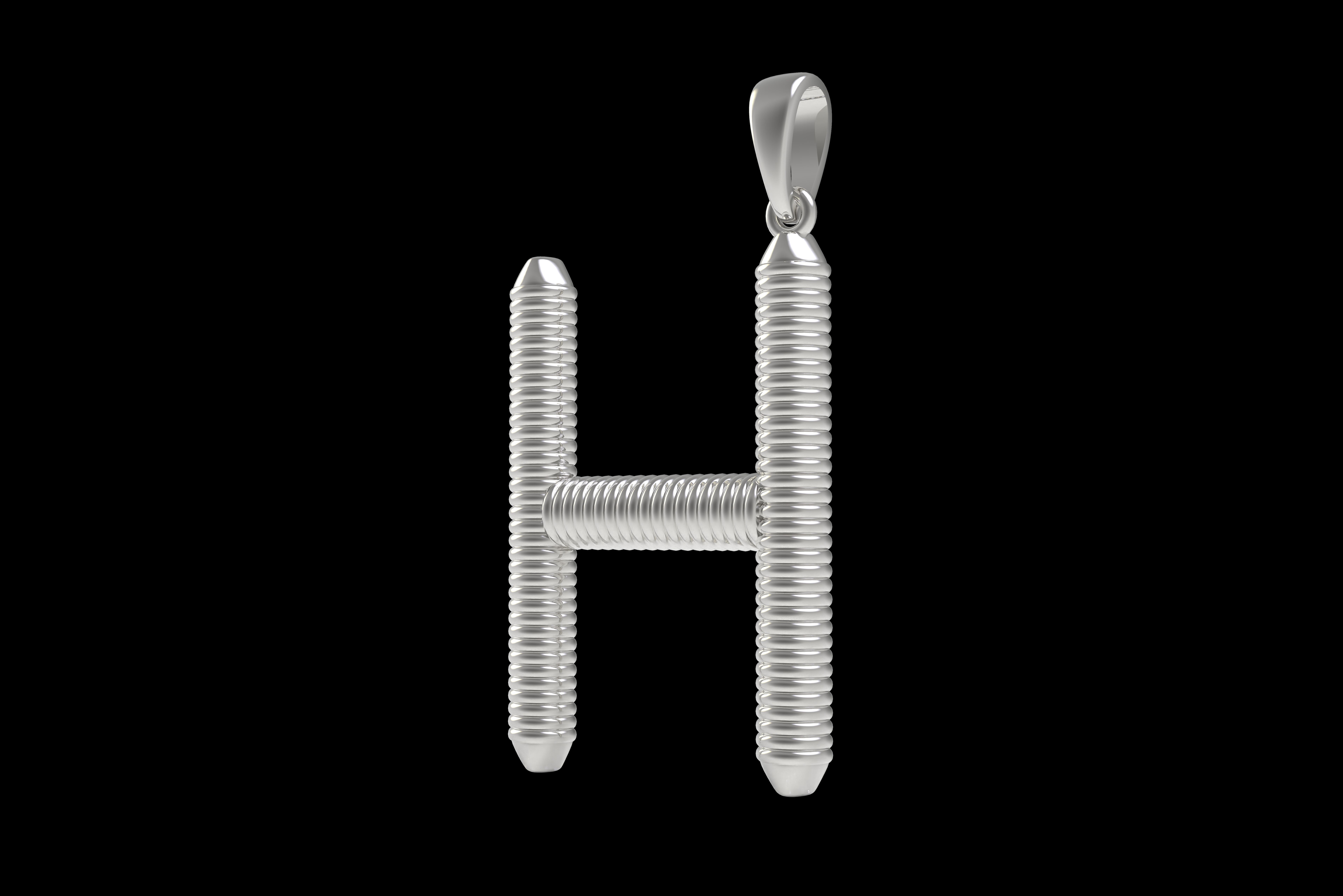 Spiral Initial Letter H Pendant 3D print model_28
