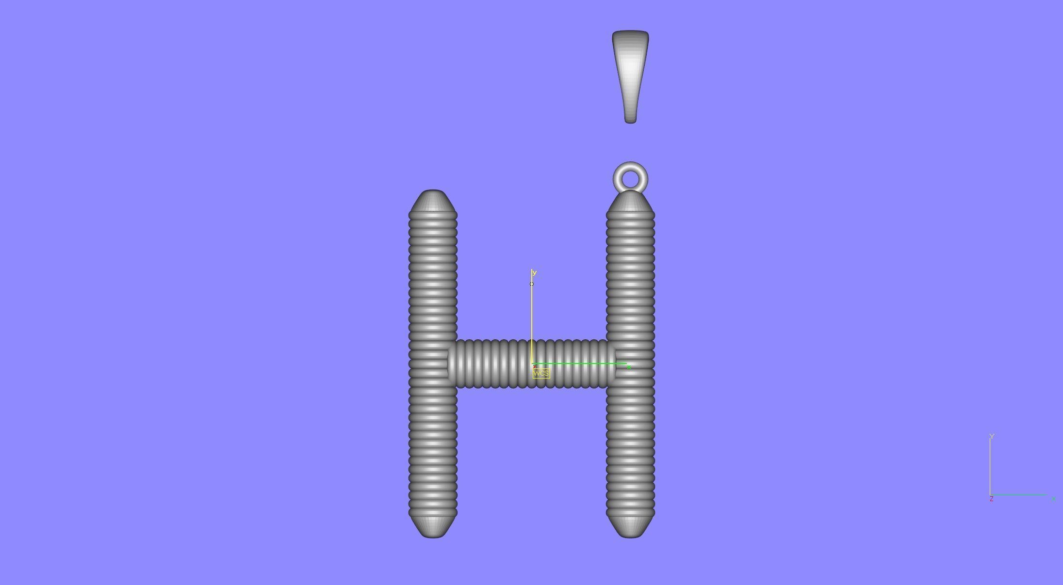 Spiral Initial Letter H Pendant 3D print model_35