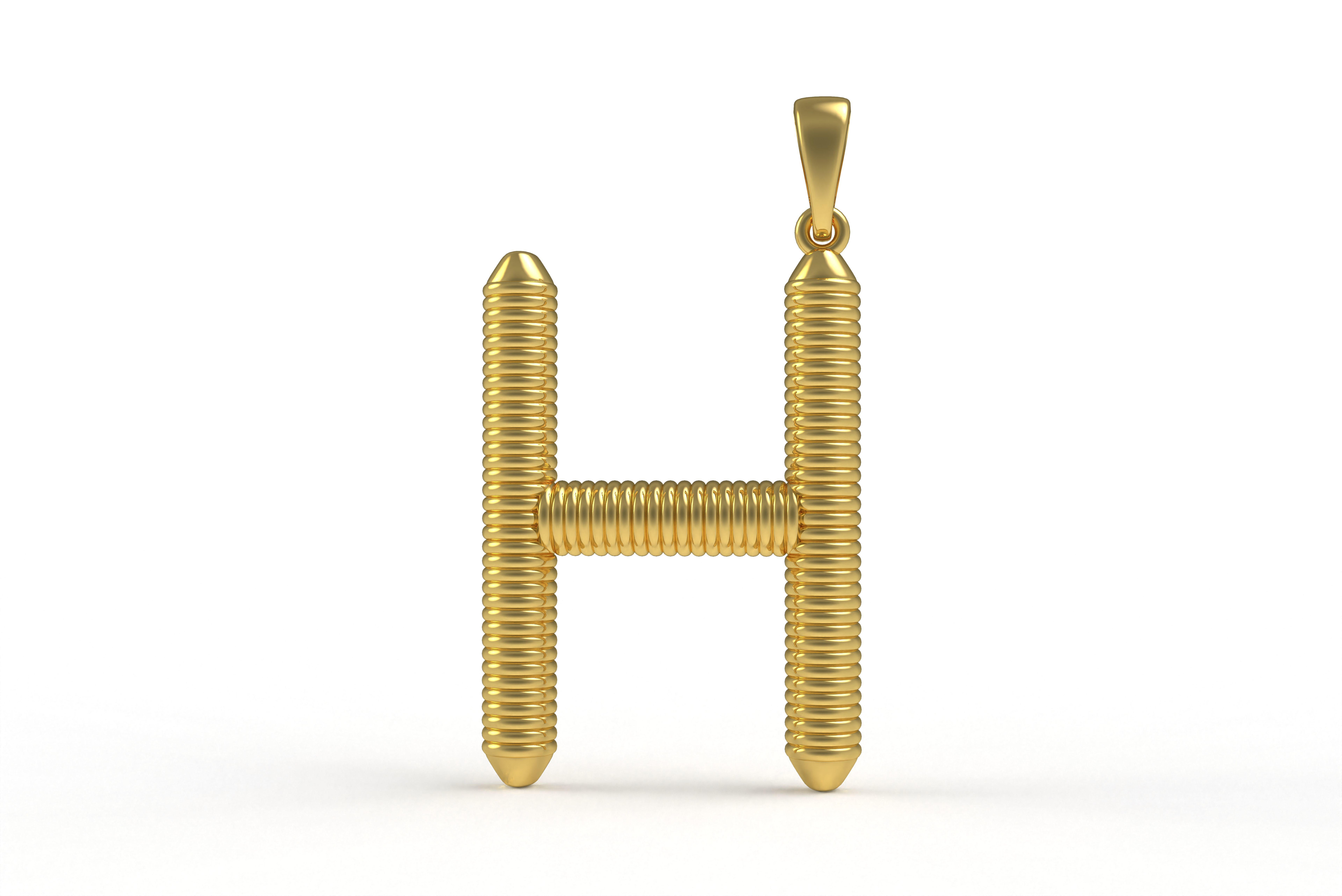 Spiral Initial Letter H Pendant 3D print model_1
