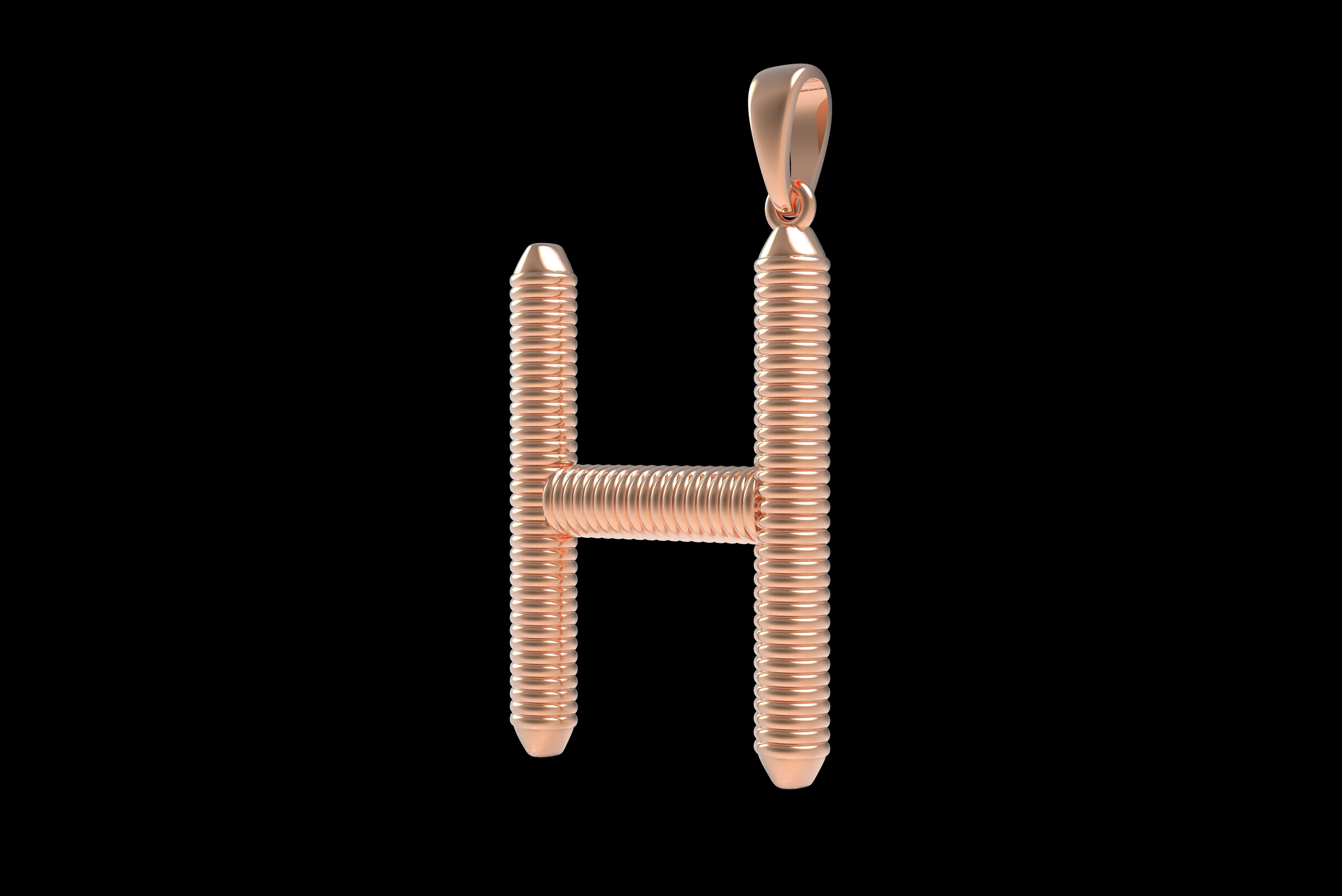 Spiral Initial Letter H Pendant 3D print model_32
