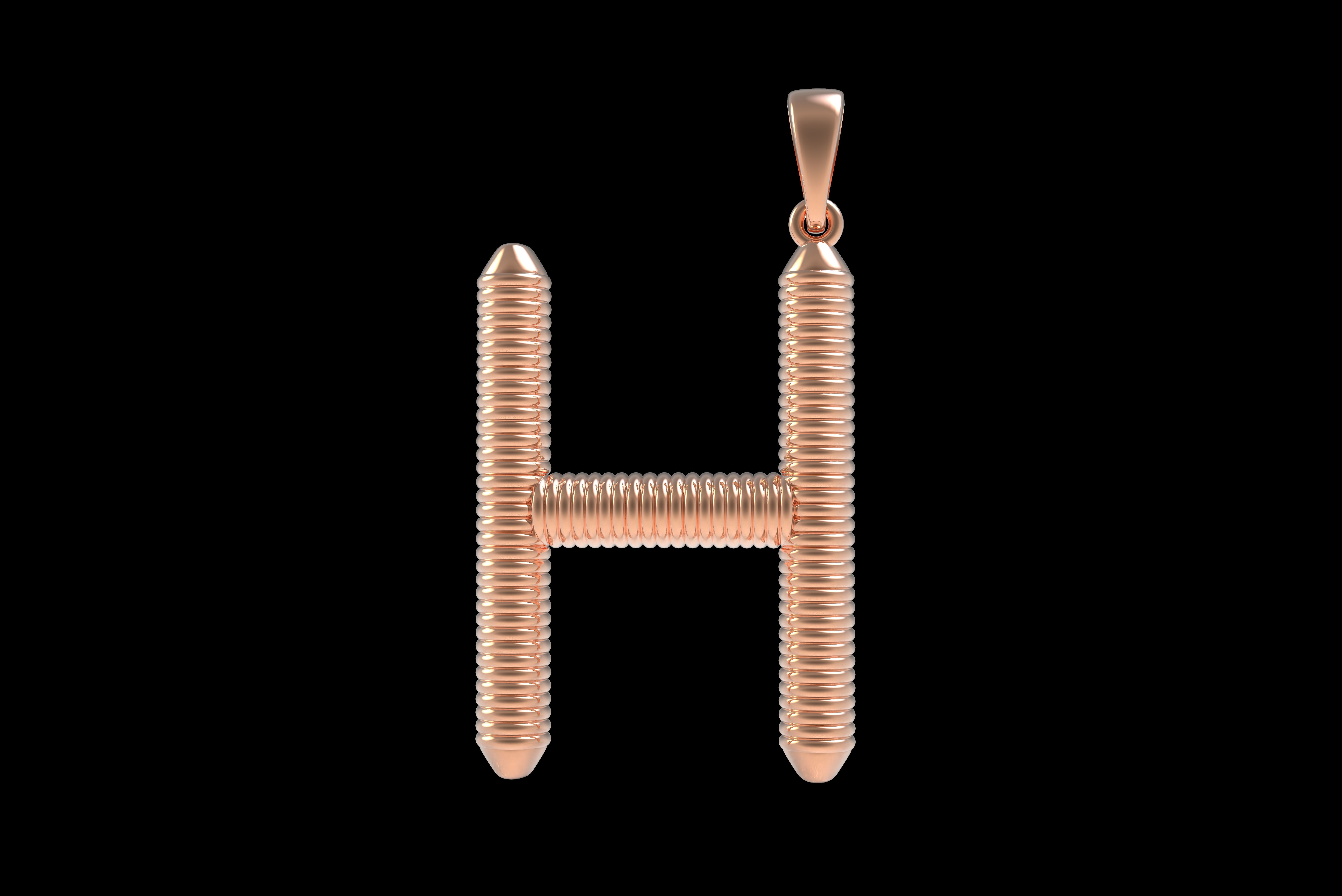 Spiral Initial Letter H Pendant 3D print model_30