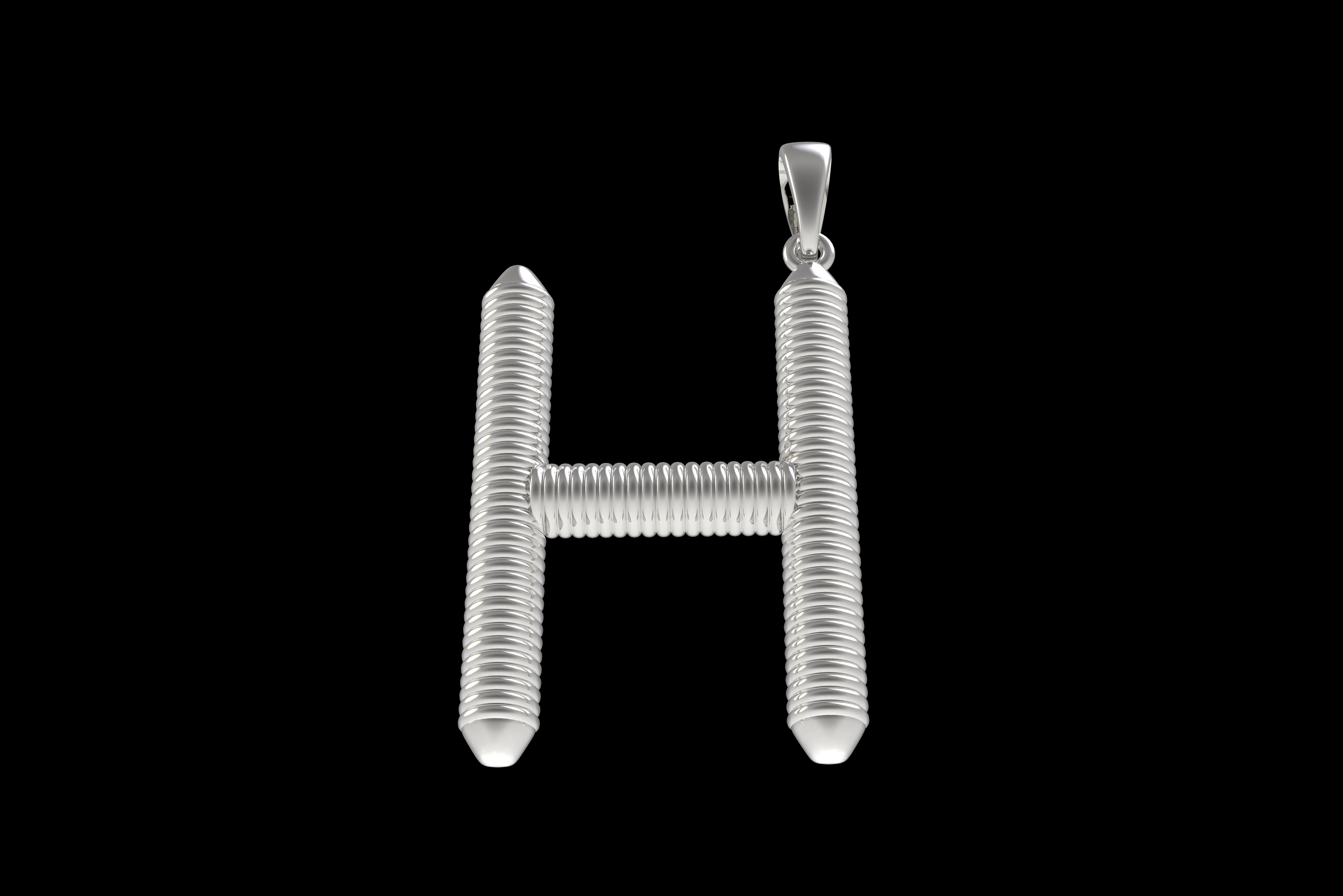 Spiral Initial Letter H Pendant 3D print model_27