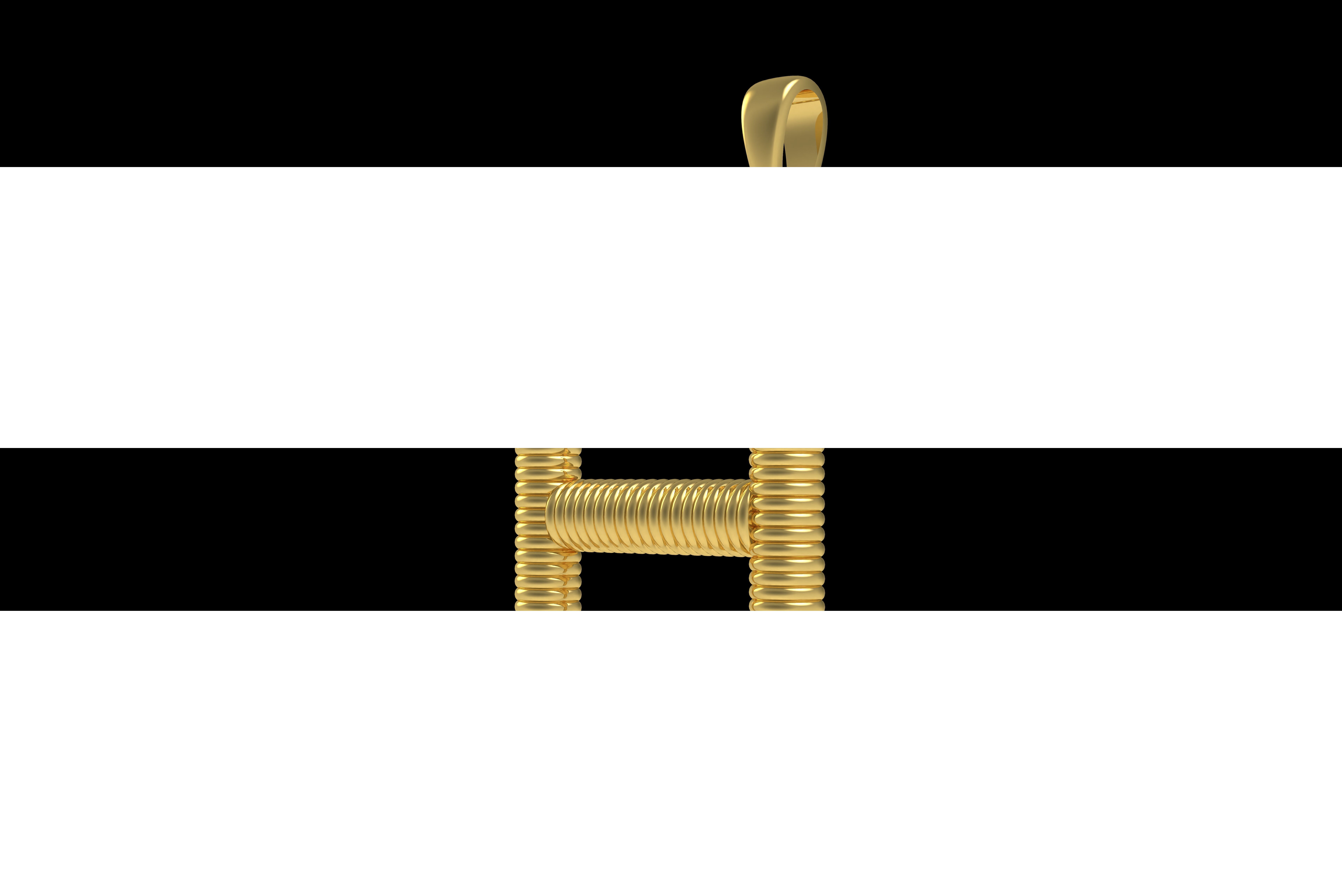 Spiral Initial Letter H Pendant 3D print model_24