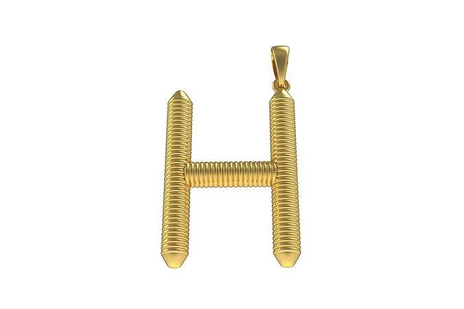 Spiral Initial Letter H Pendant 3D print model