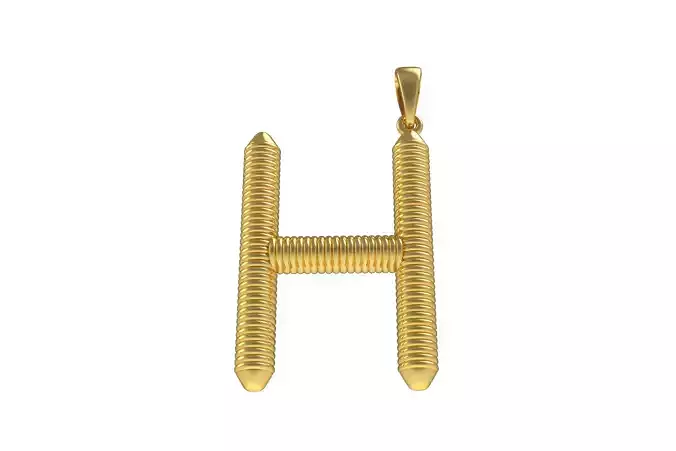 Spiral Initial Letter H Pendant