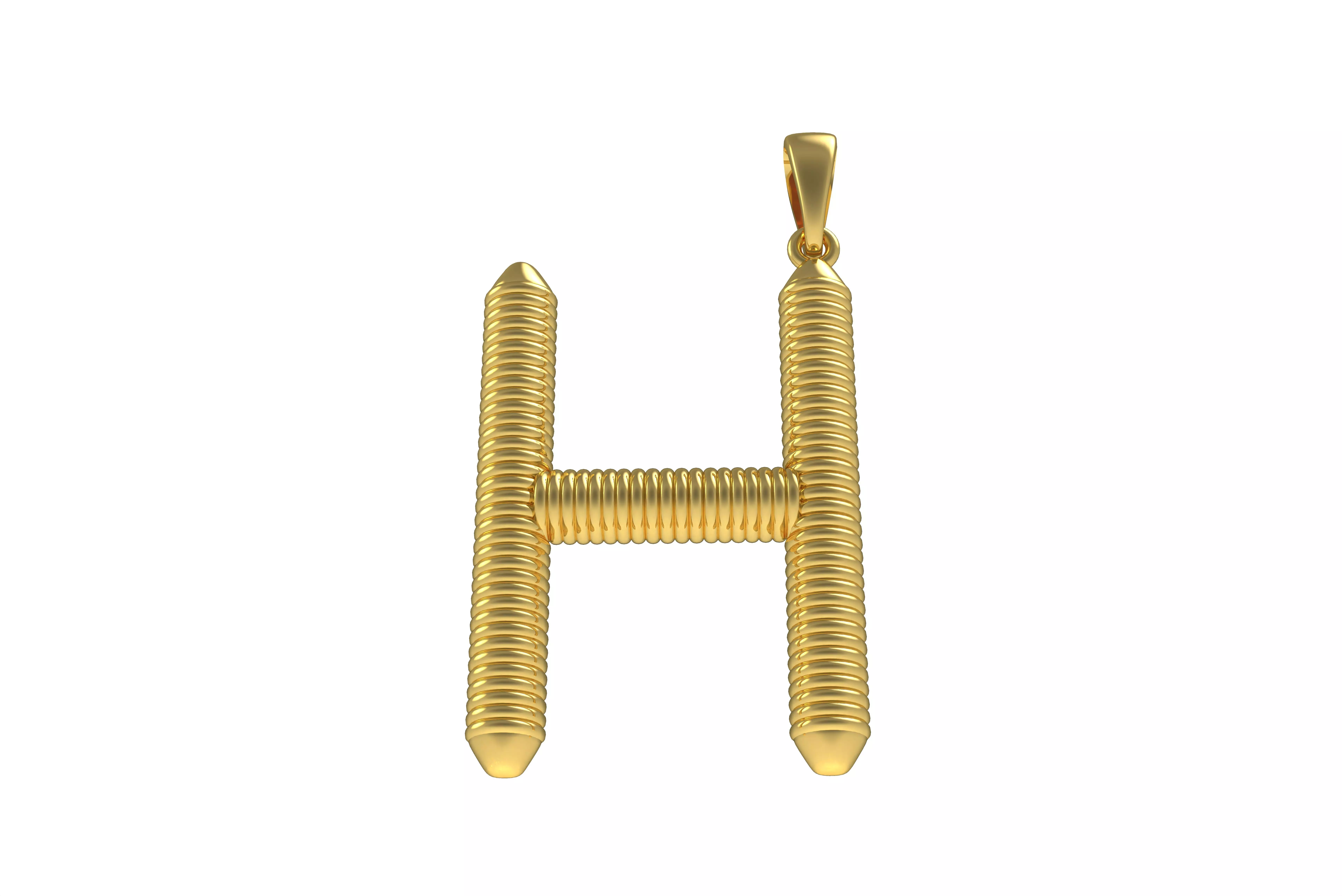 Spiral Initial Letter H Pendant 3D print model_0
