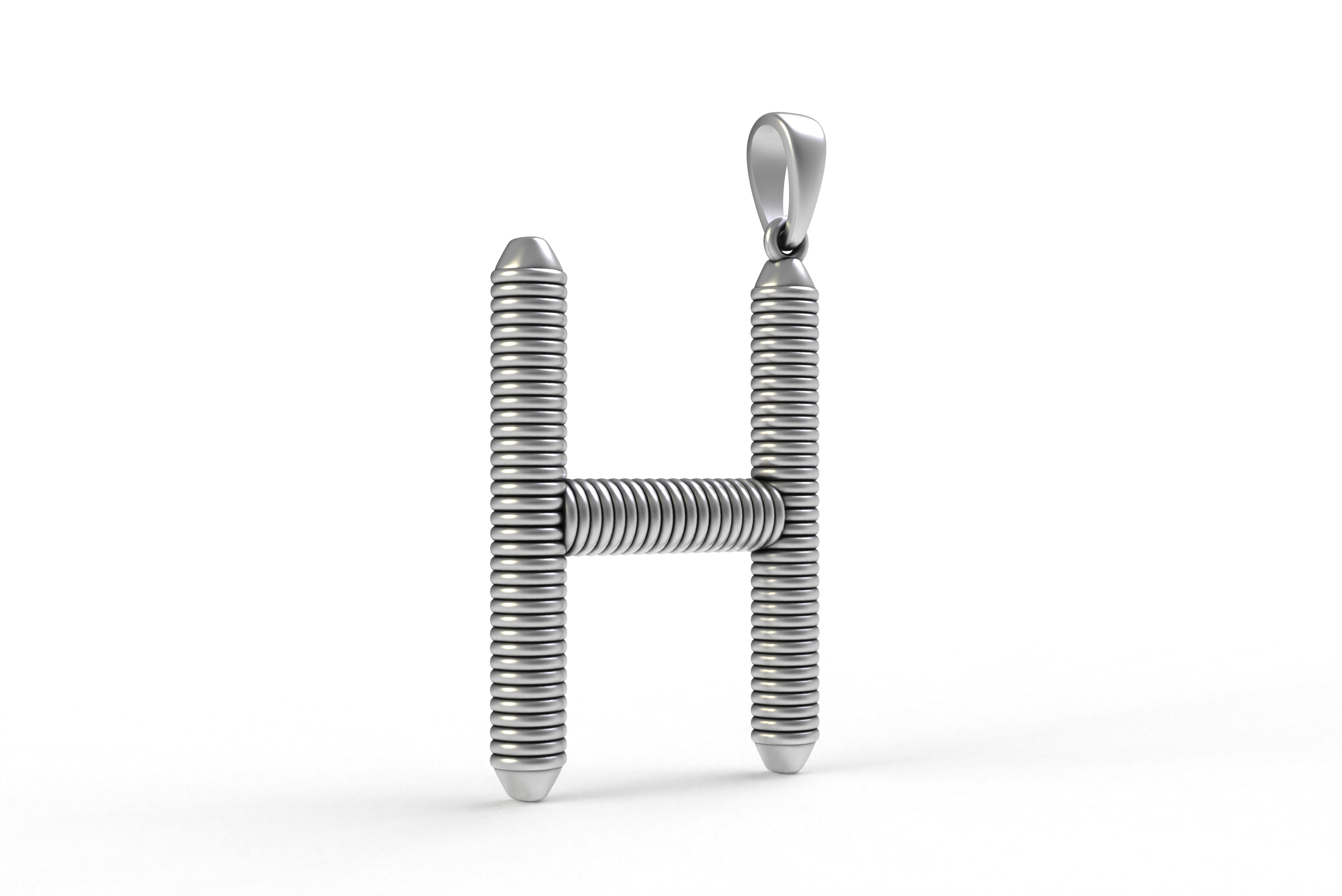 Spiral Initial Letter H Pendant 3D print model_21