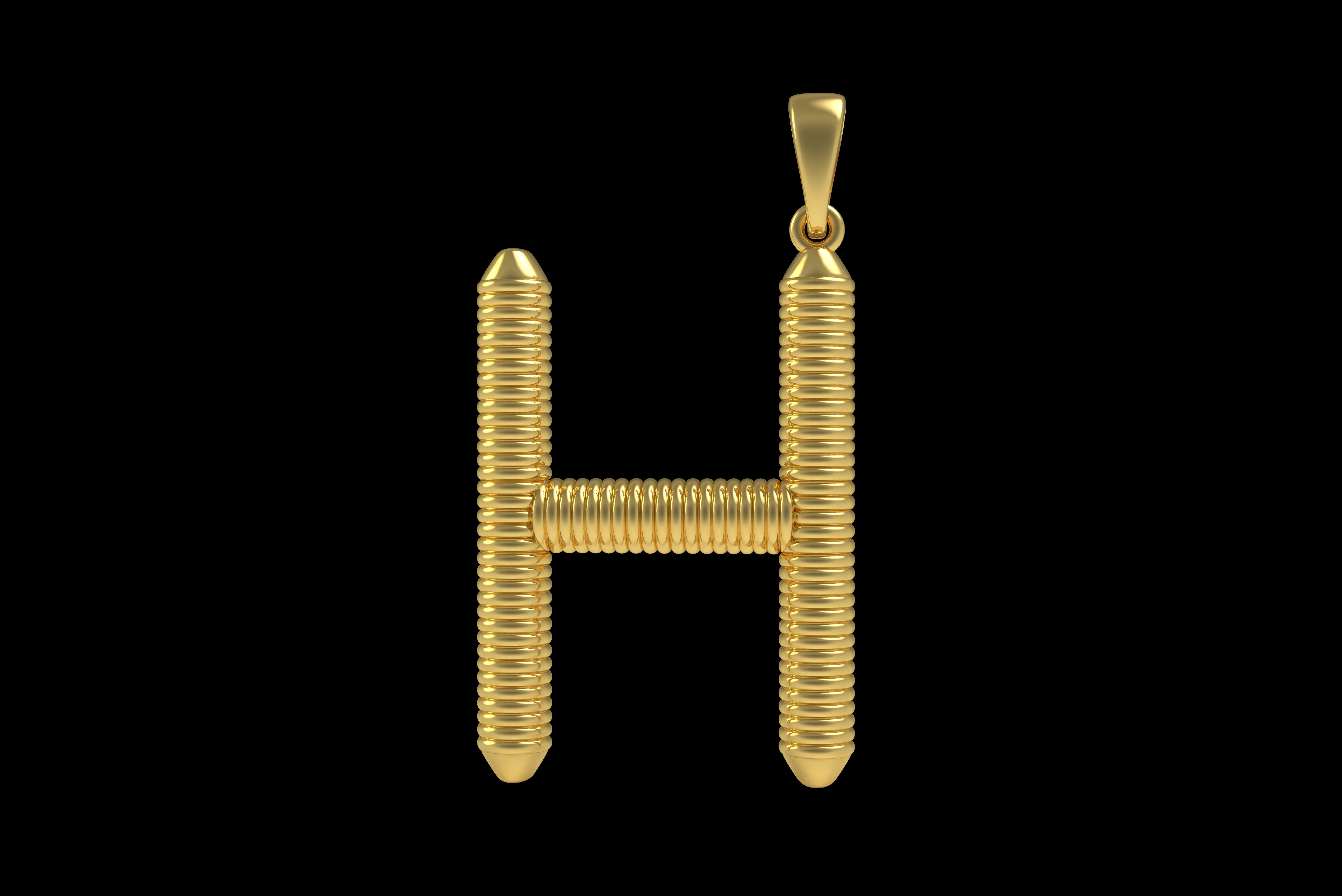 Spiral Initial Letter H Pendant 3D print model_22