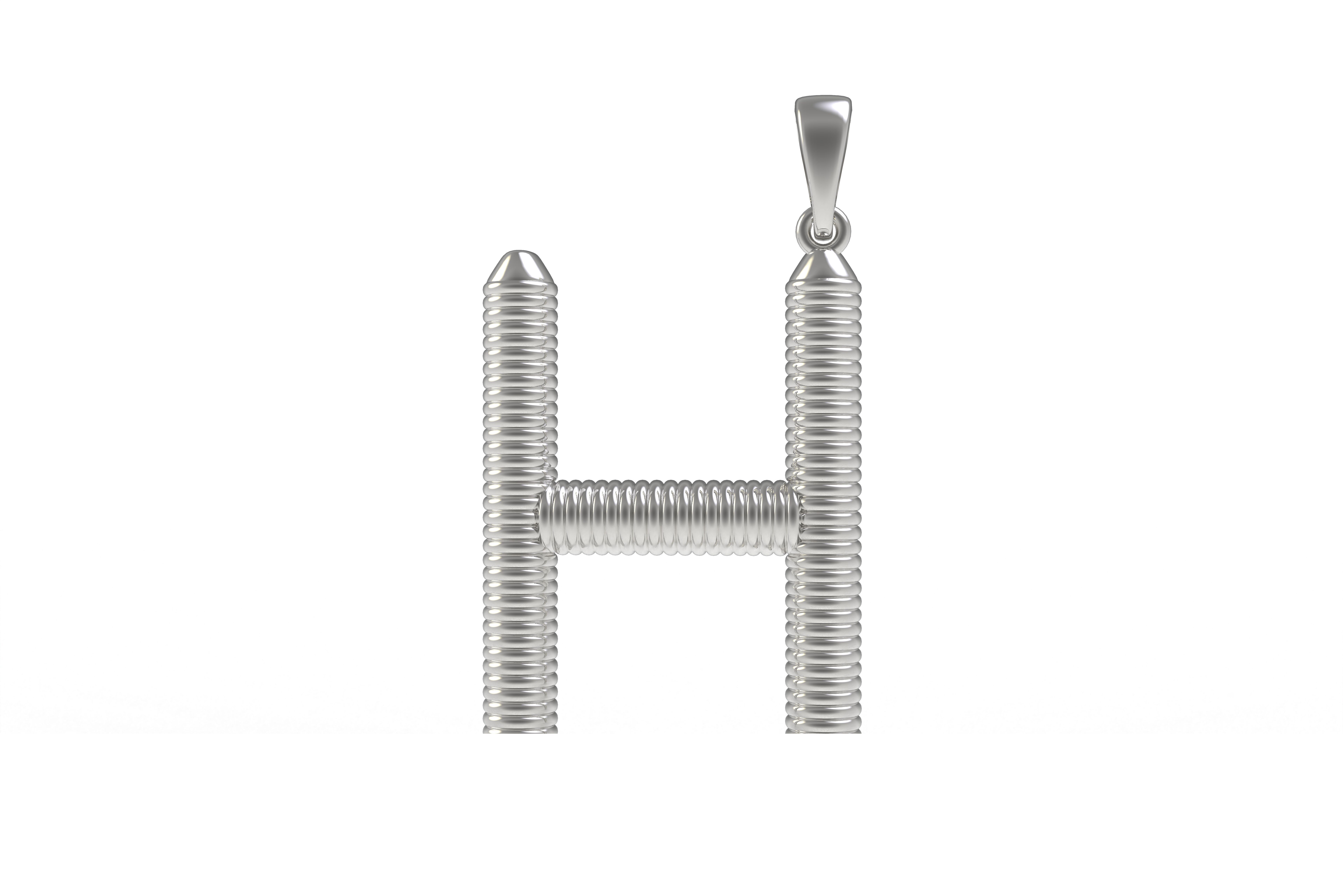 Spiral Initial Letter H Pendant 3D print model_6