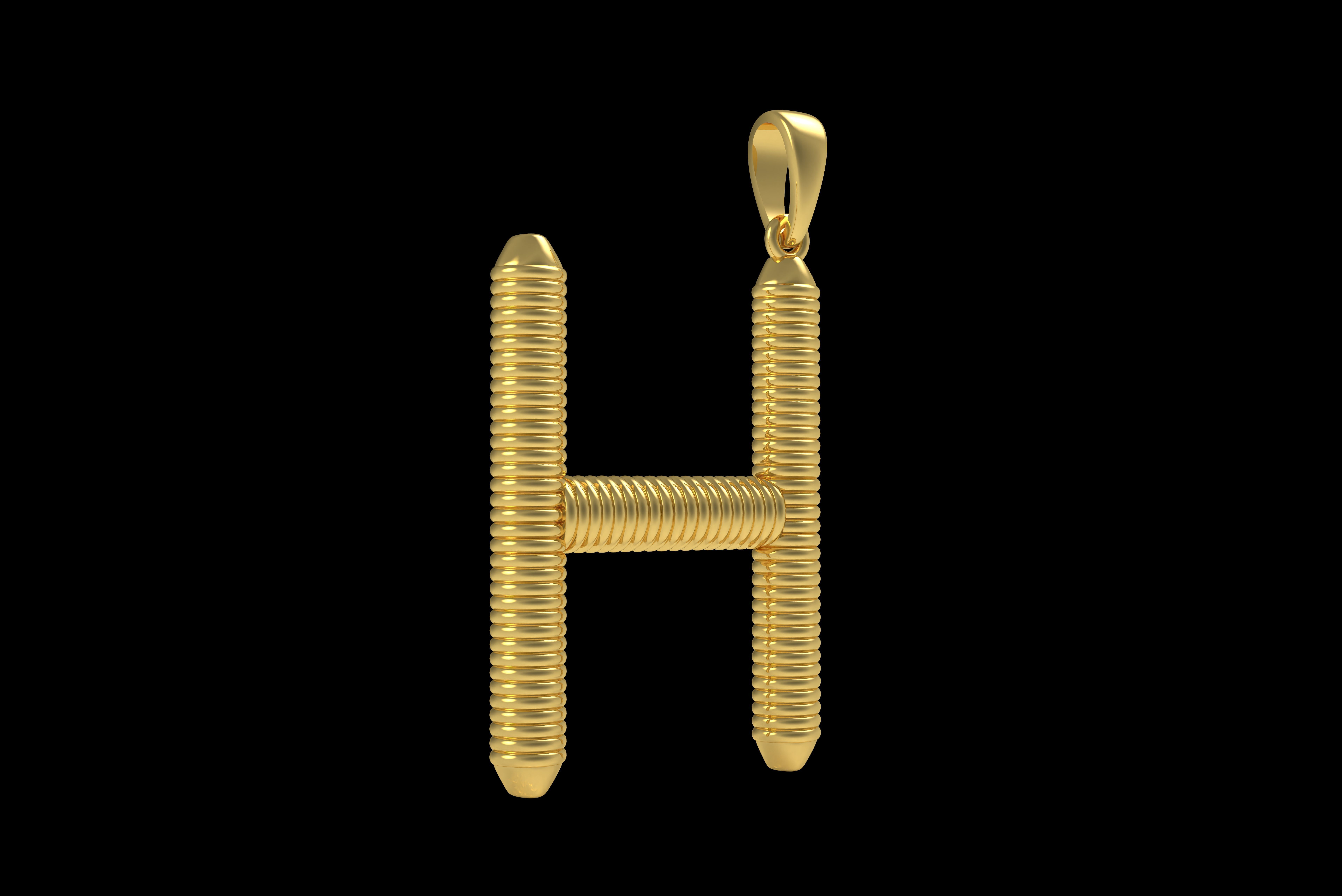 Spiral Initial Letter H Pendant 3D print model_25