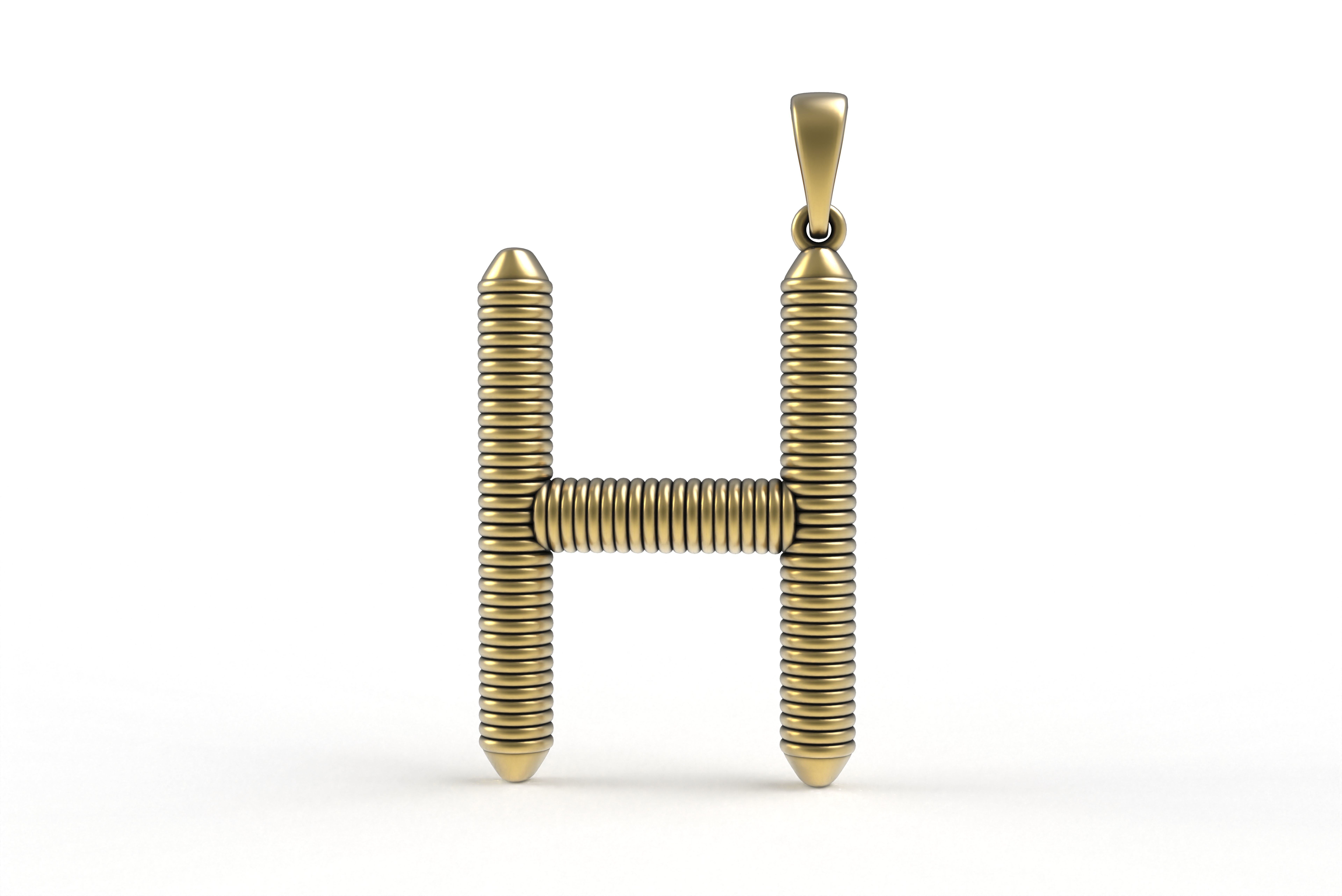 Spiral Initial Letter H Pendant 3D print model_14