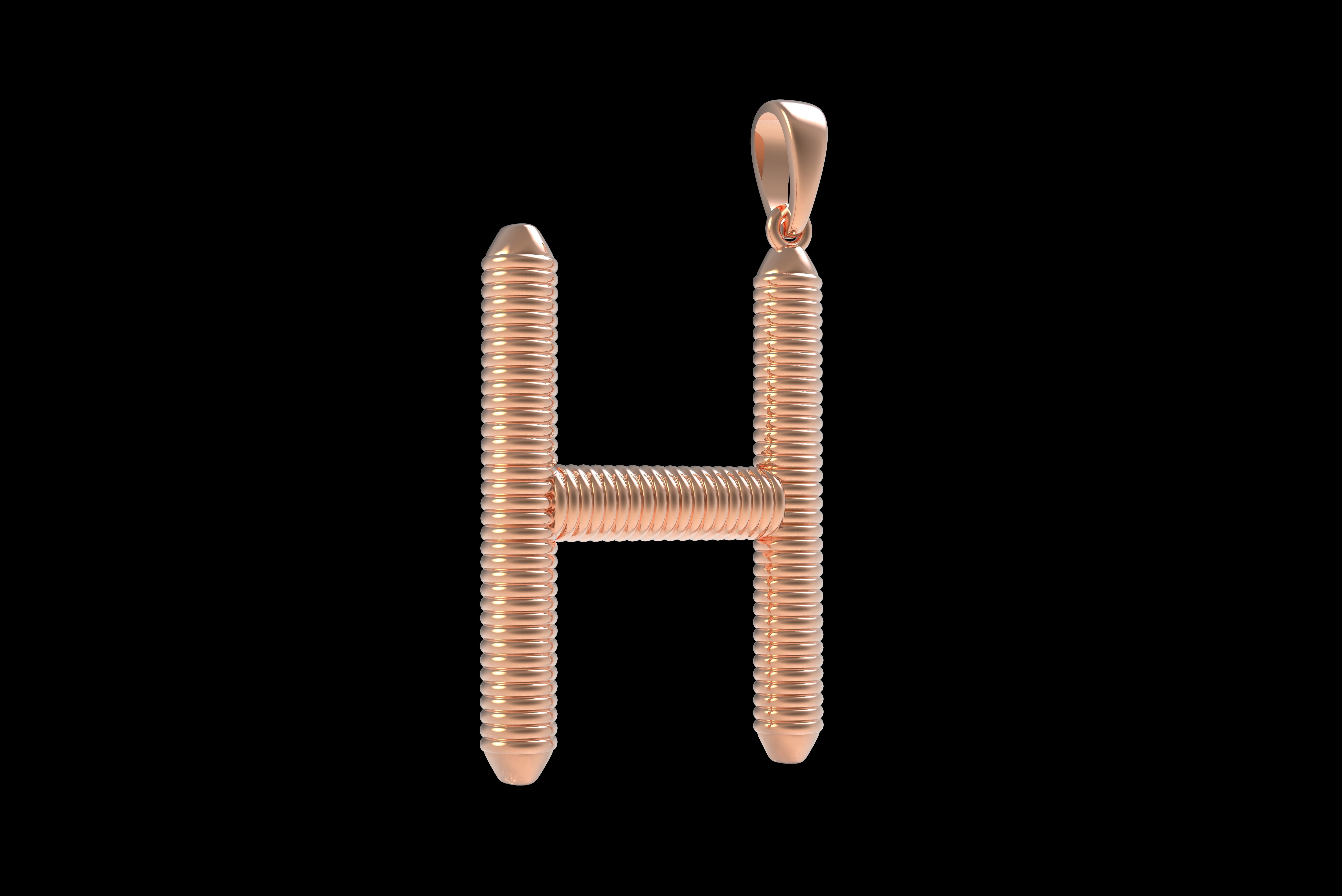 Spiral Initial Letter H Pendant 3D print model_33