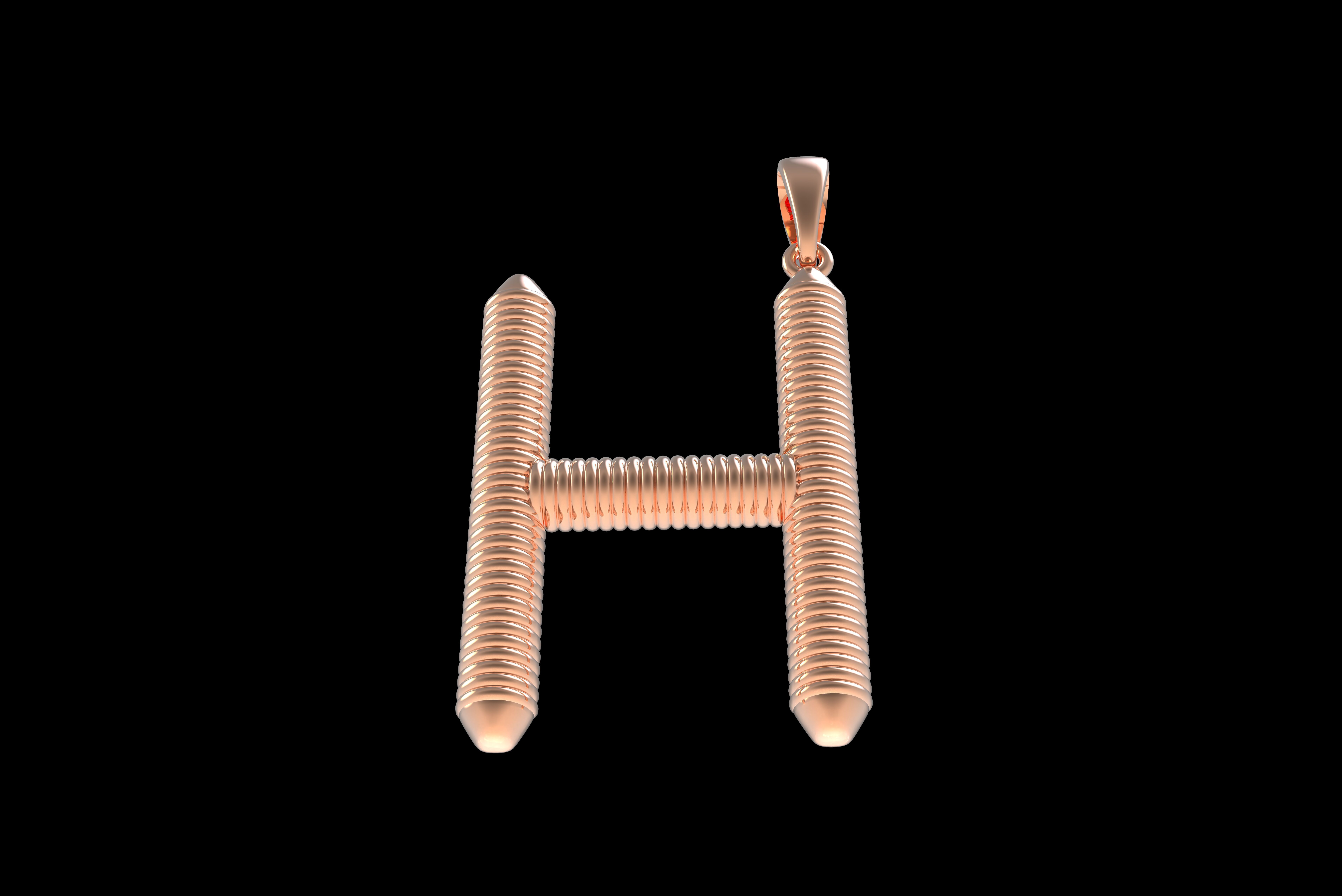 Spiral Initial Letter H Pendant 3D print model_31