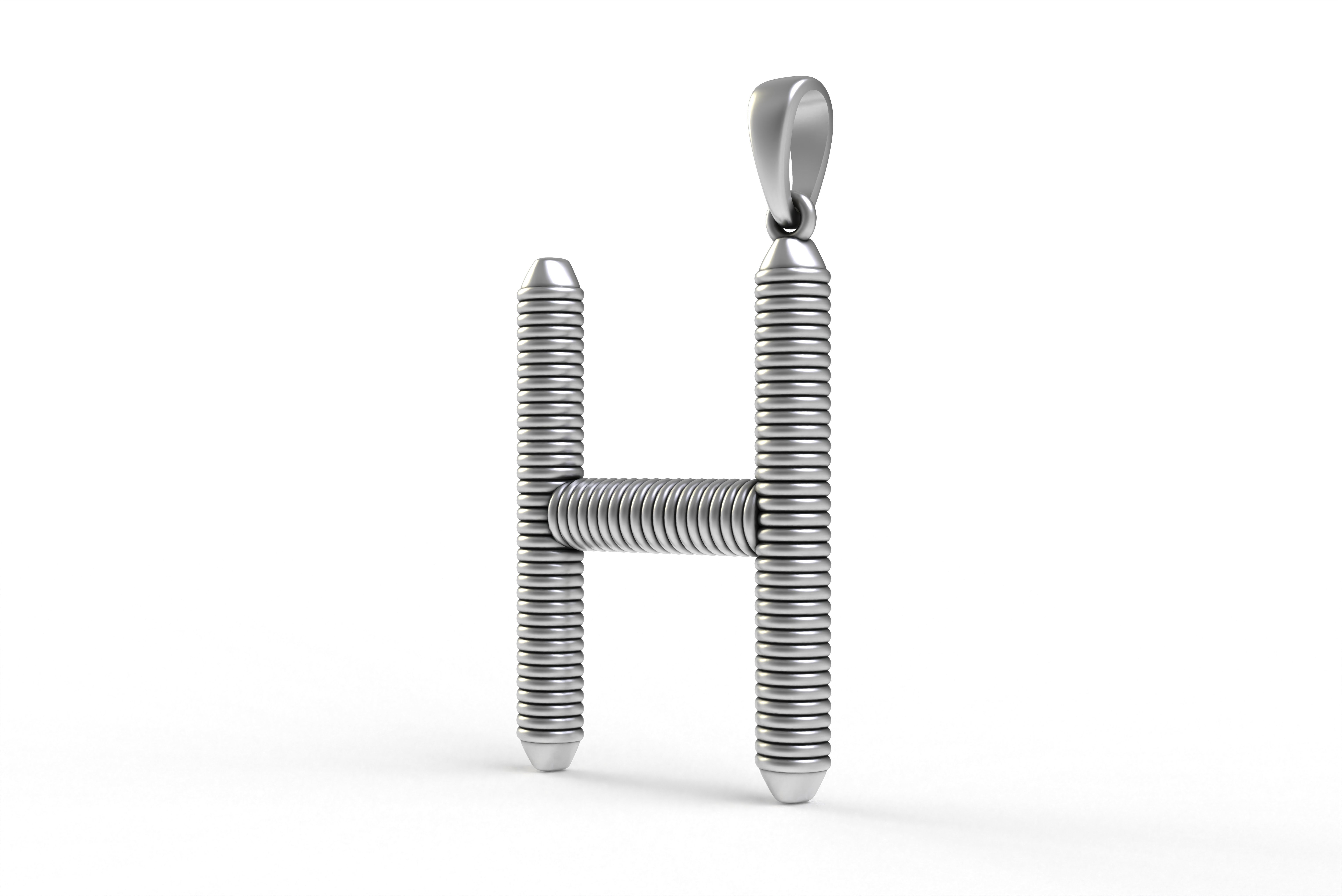 Spiral Initial Letter H Pendant 3D print model_20