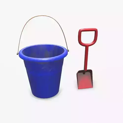 Sand Bucket and Shovel Low-poly PBR Low-poly 3D model