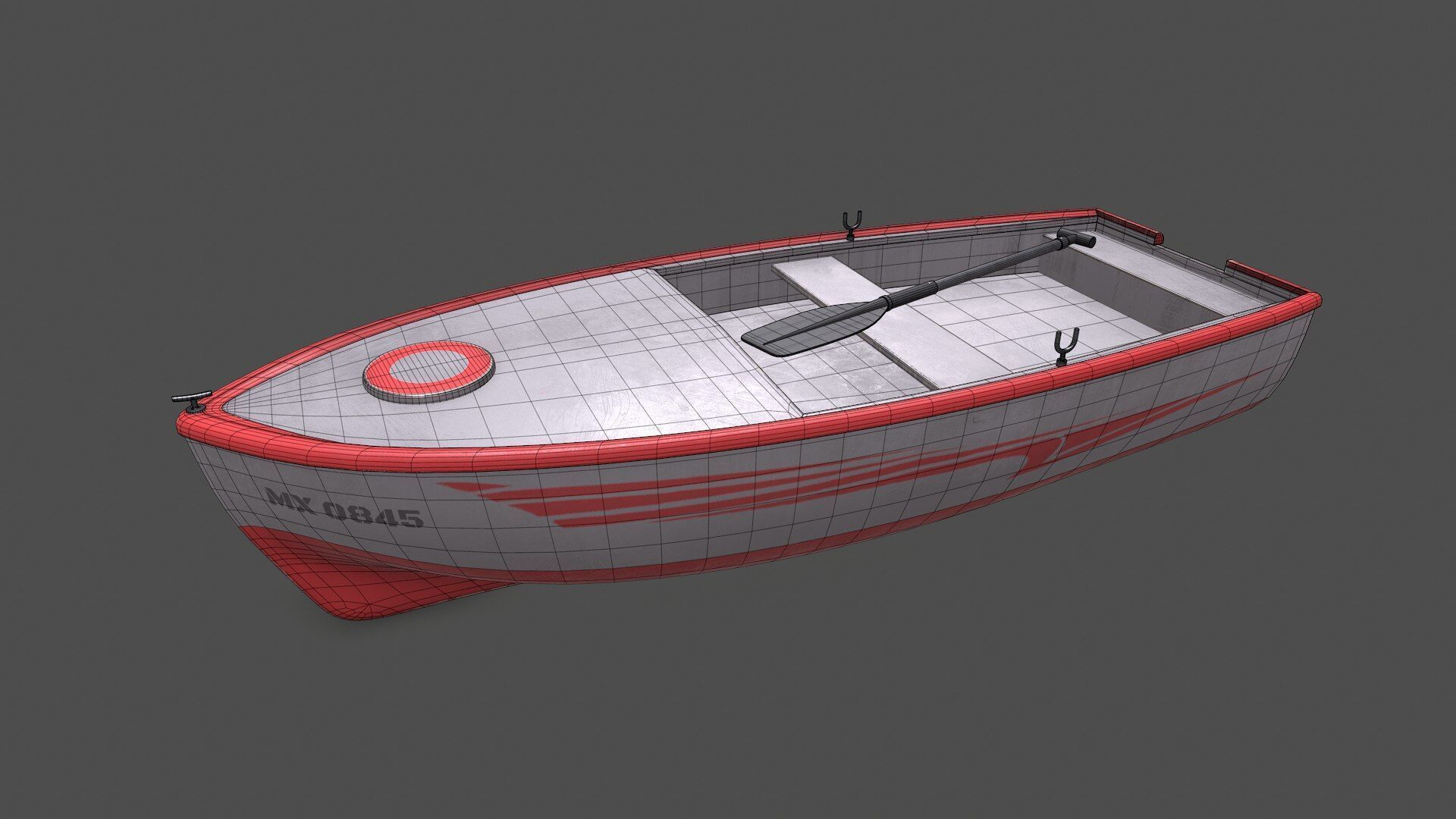 Row Boat Low-poly PBR Low-poly 3D model_18