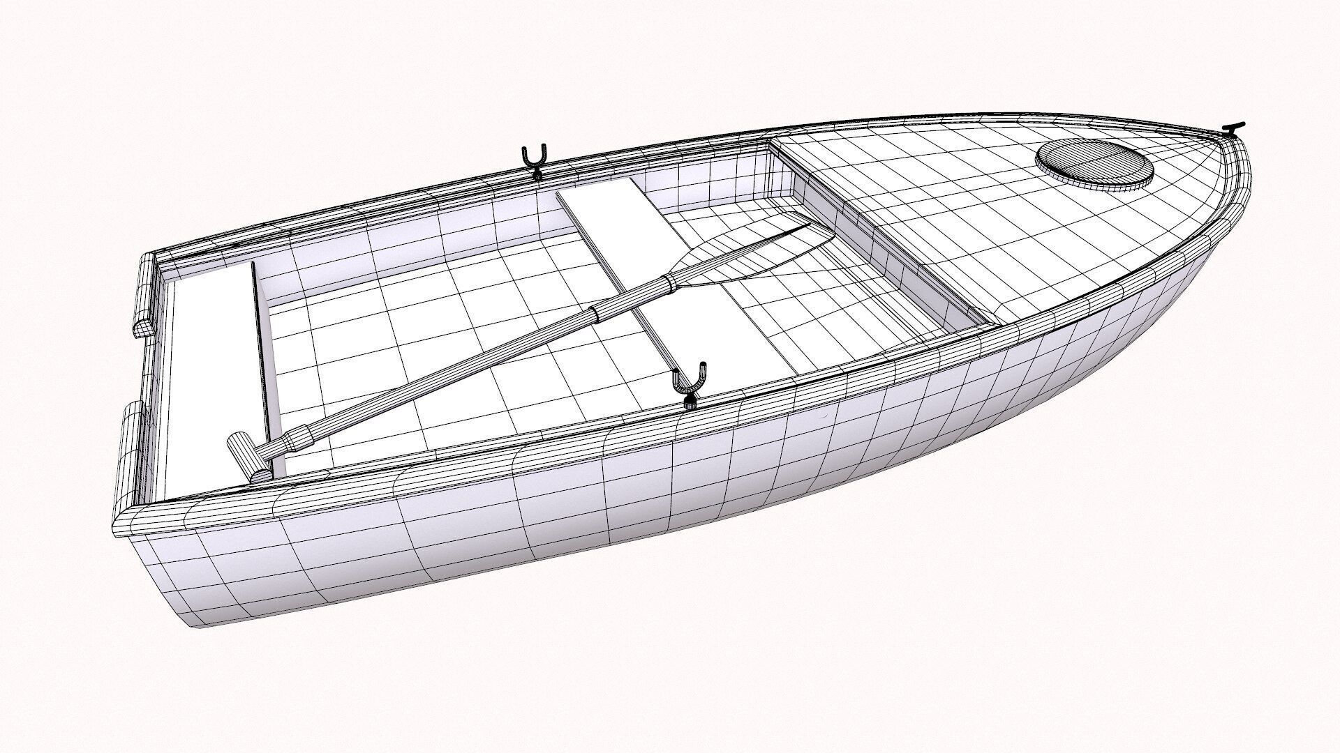 Row Boat Low-poly PBR Low-poly 3D model_20