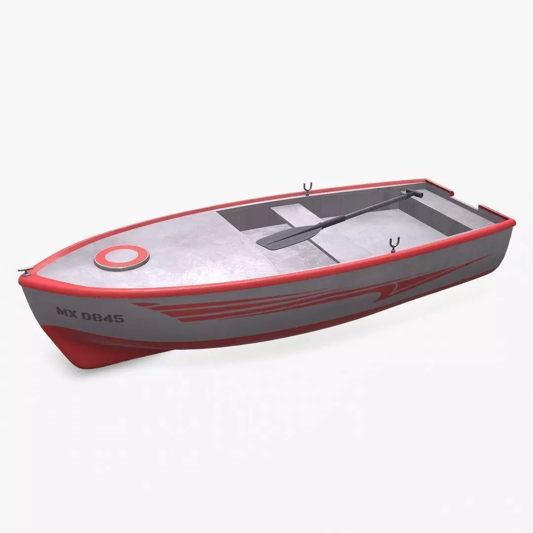 Row Boat Low-poly PBR Low-poly 3D model_0