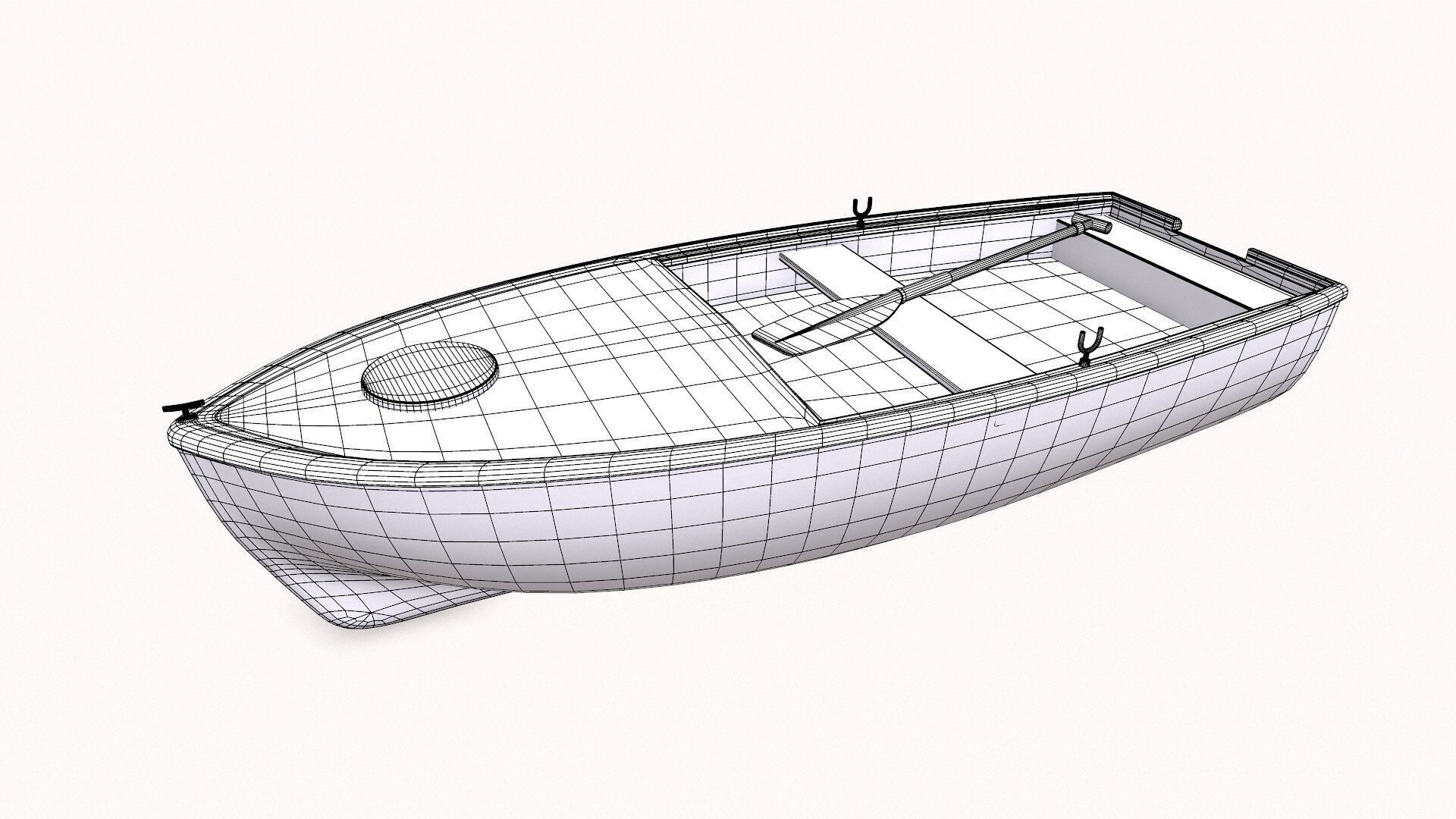 Row Boat Low-poly PBR Low-poly 3D model_19
