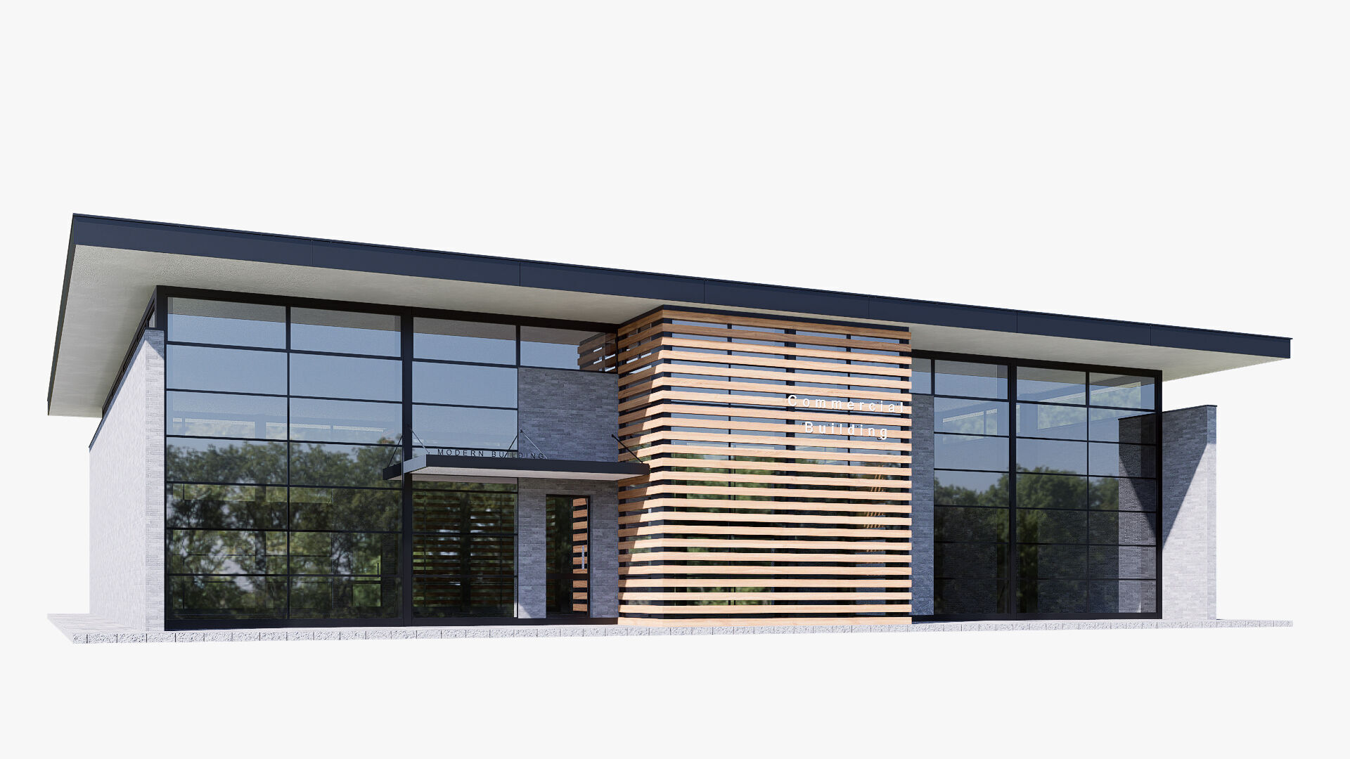 commercial building Low-poly 3D model_6