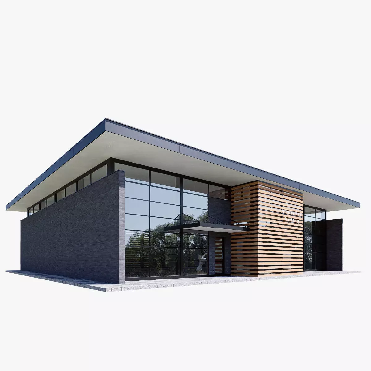 commercial building Low-poly 3D model_0