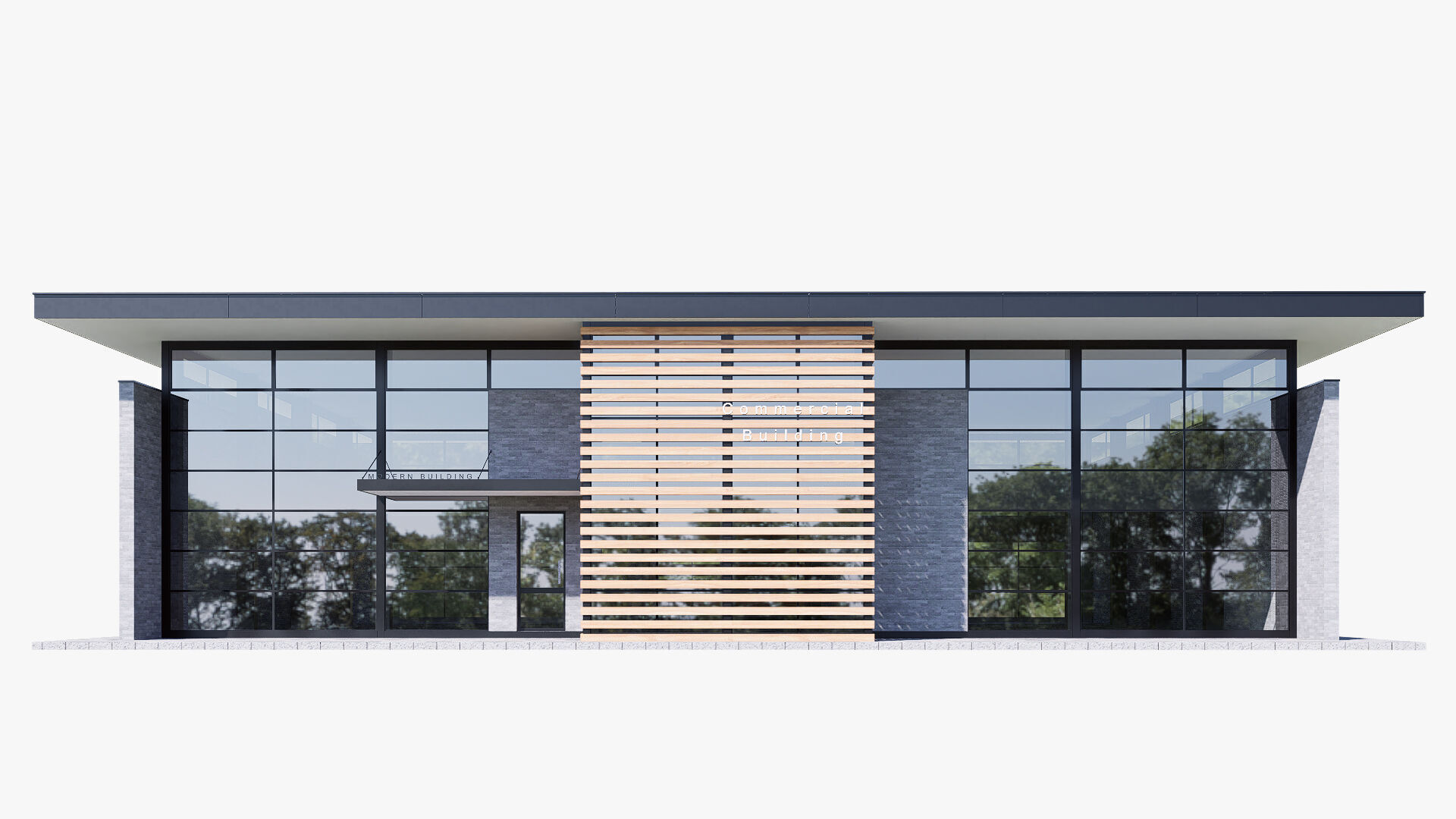 commercial building Low-poly 3D model_3