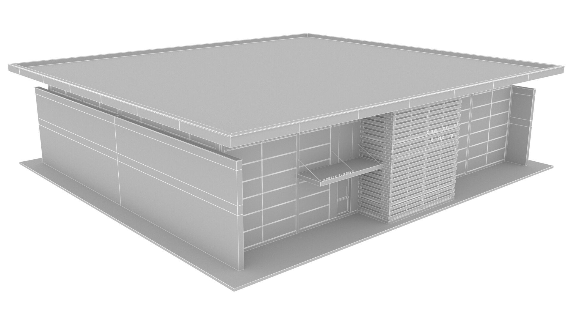 commercial building Low-poly 3D model_7