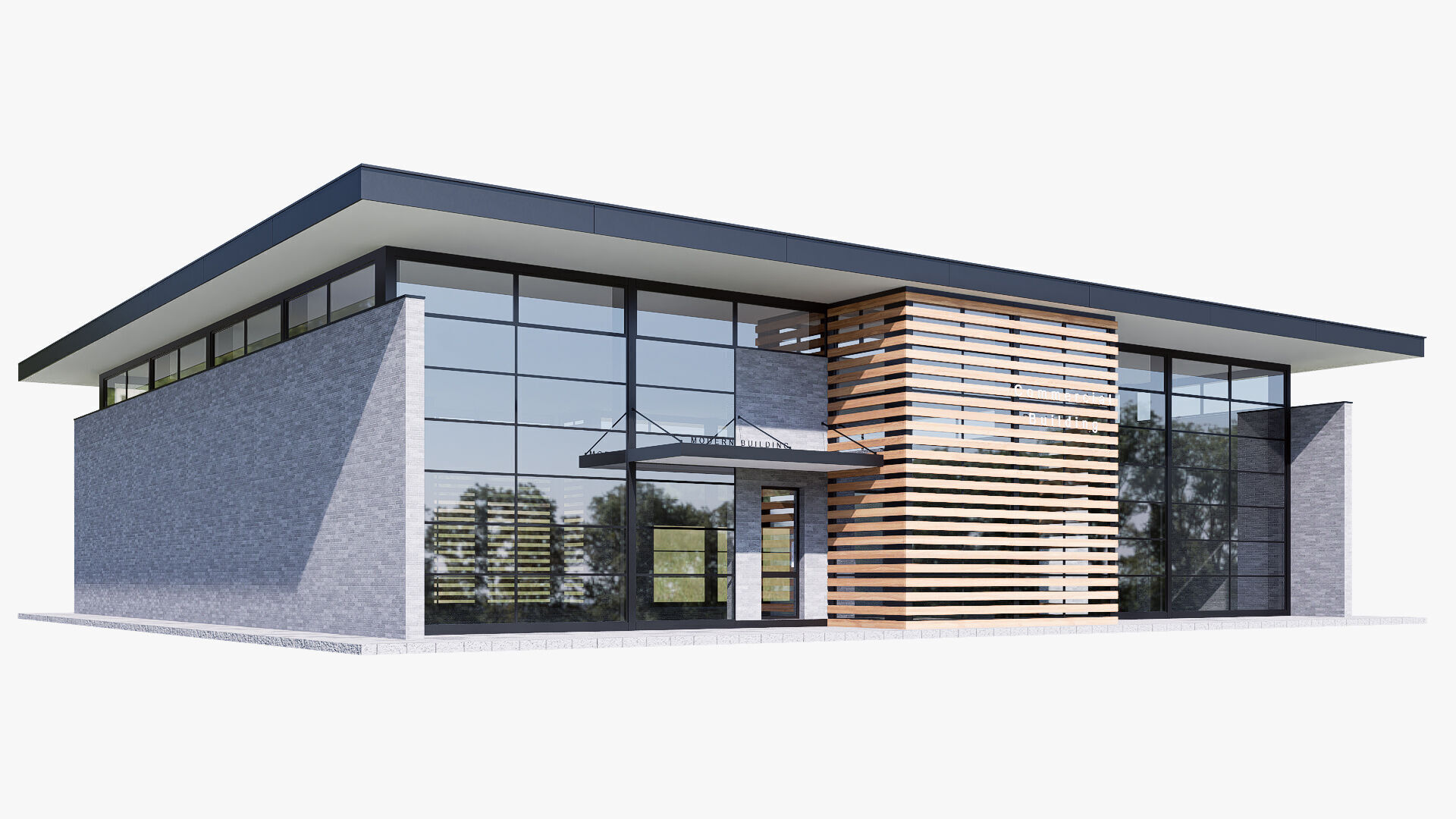 commercial building Low-poly 3D model_2