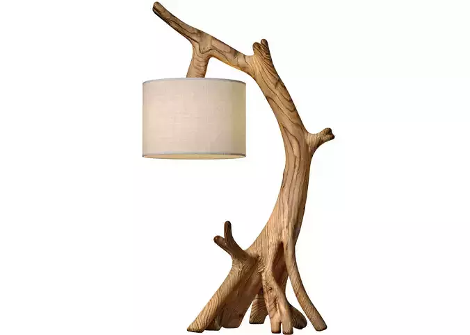 Rustic Wooden table lamp shape tree Sculptural Eco Scandinavian