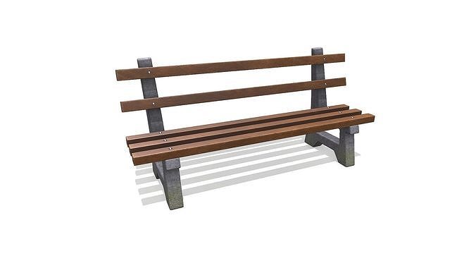 Outdoor Bench Low-poly PBR Low-poly 3D model