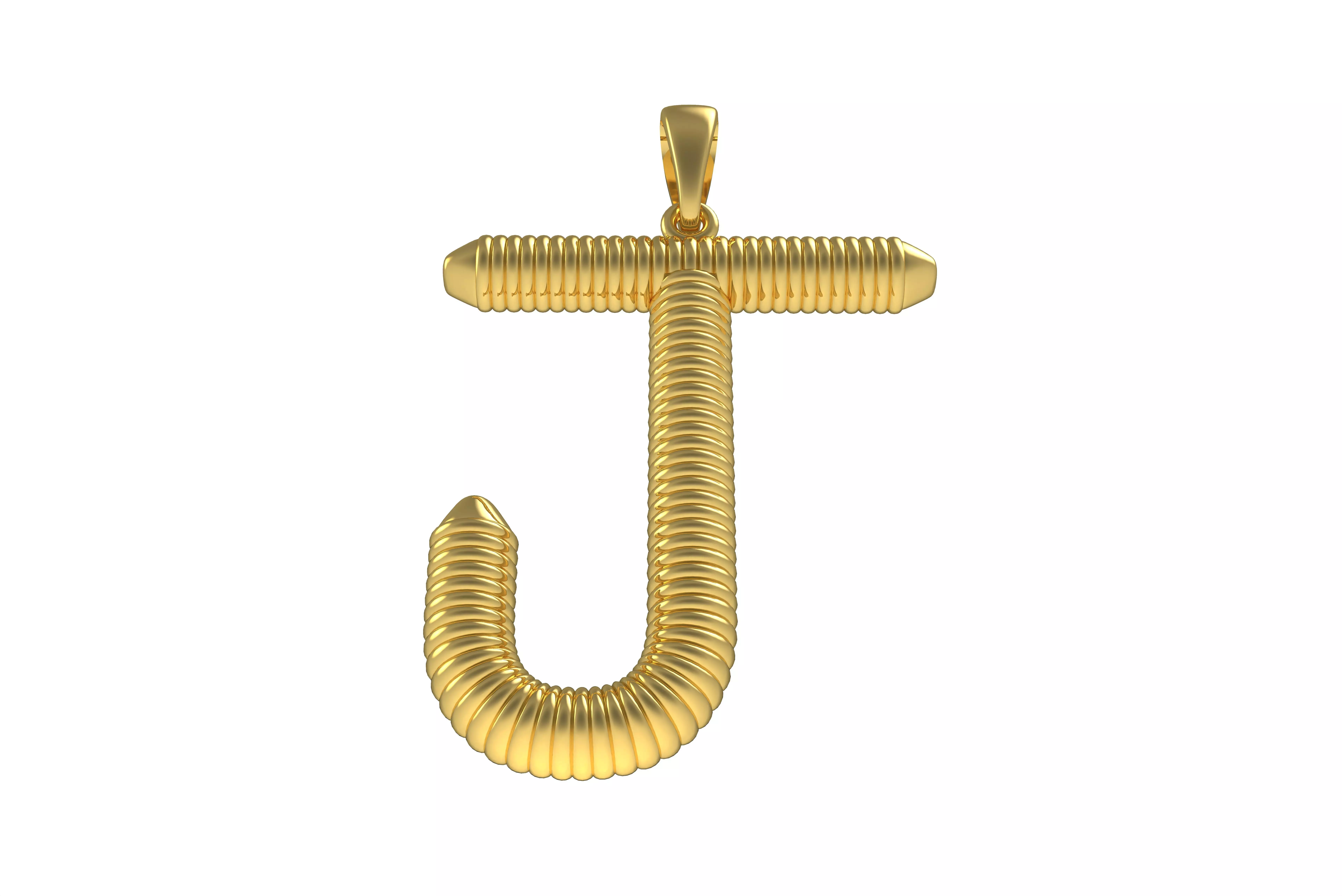 Spiral Initial Letter J Pendant 3D print model_0