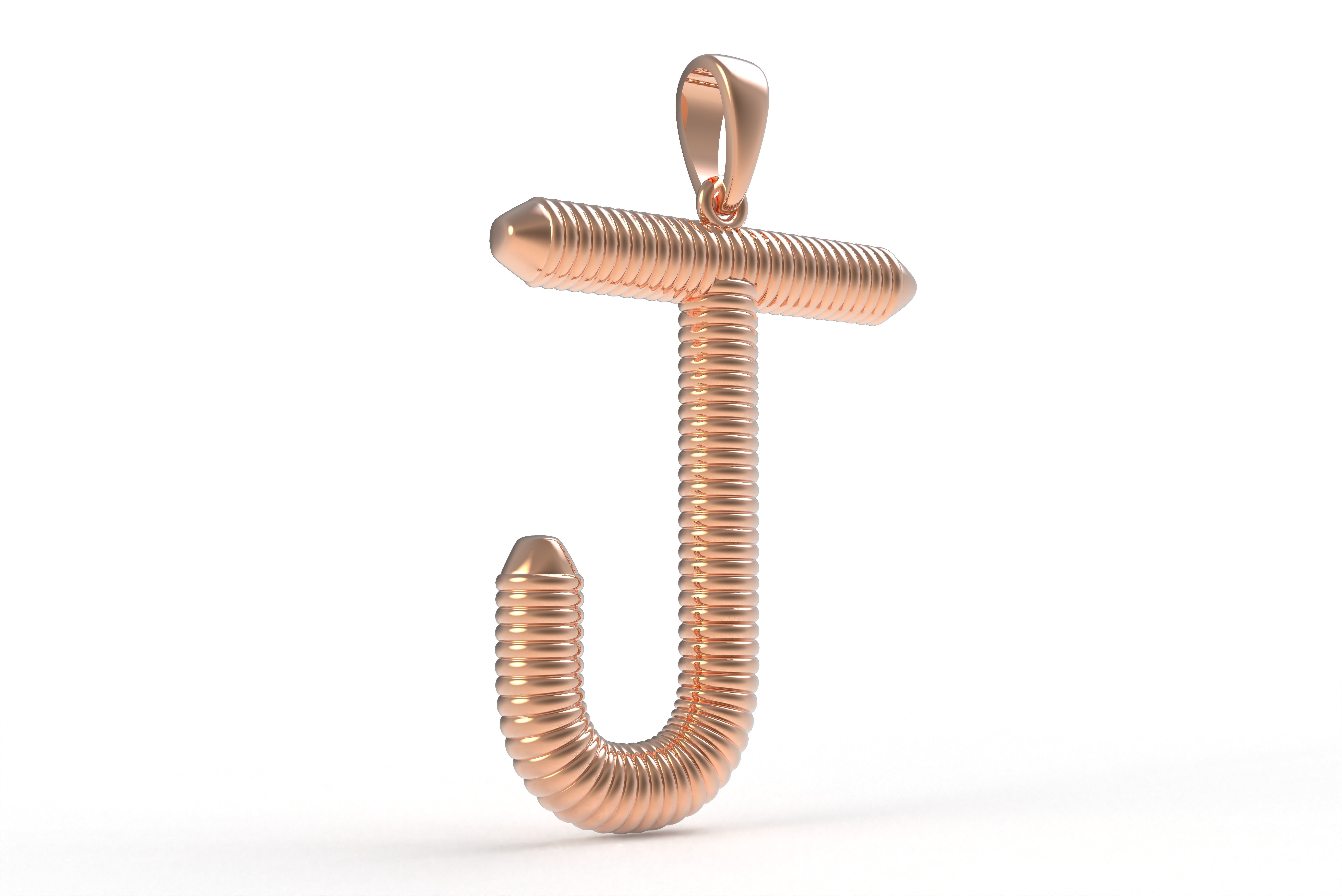 Spiral Initial Letter J Pendant 3D print model_13