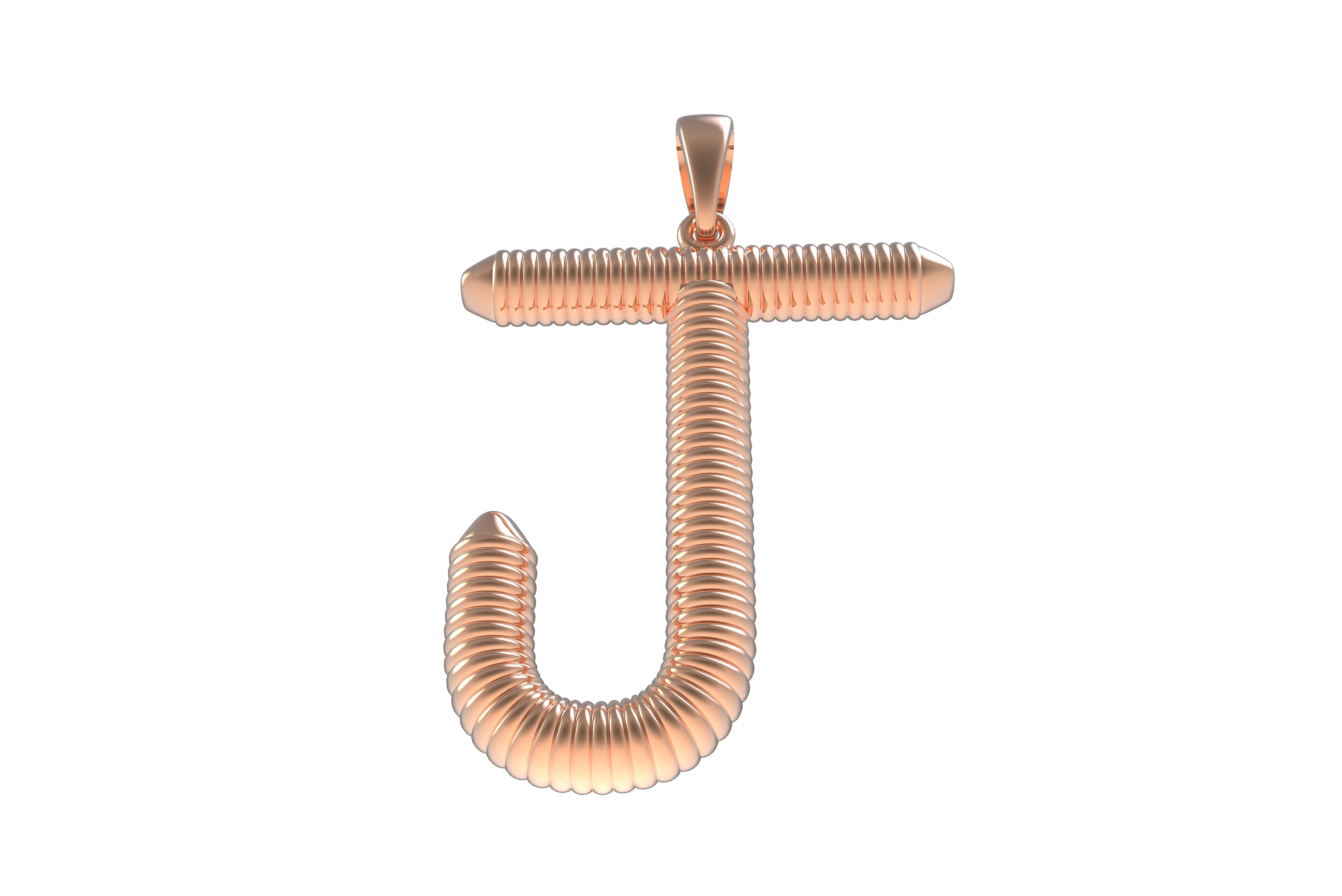 Spiral Initial Letter J Pendant 3D print model_11