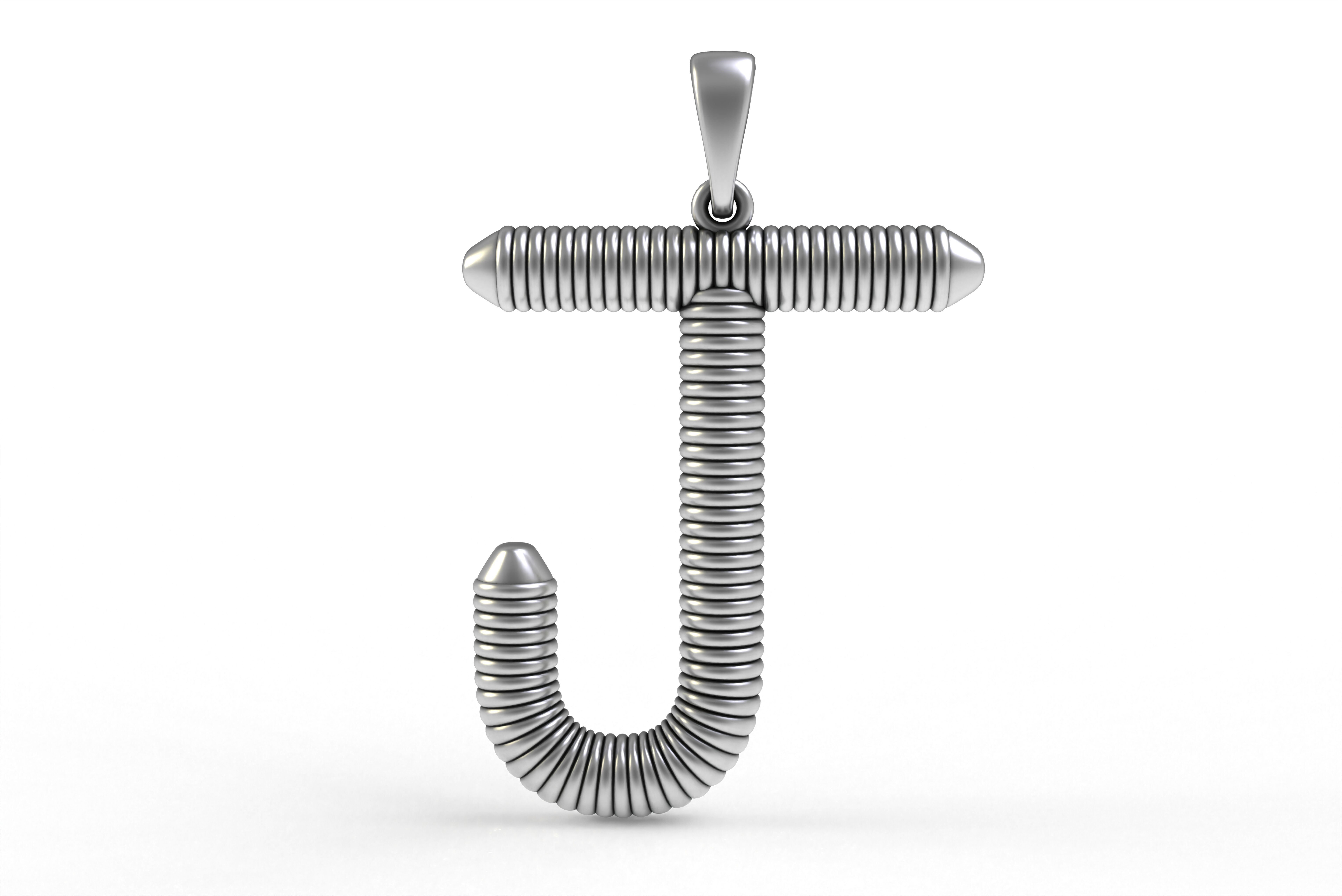 Spiral Initial Letter J Pendant 3D print model_18