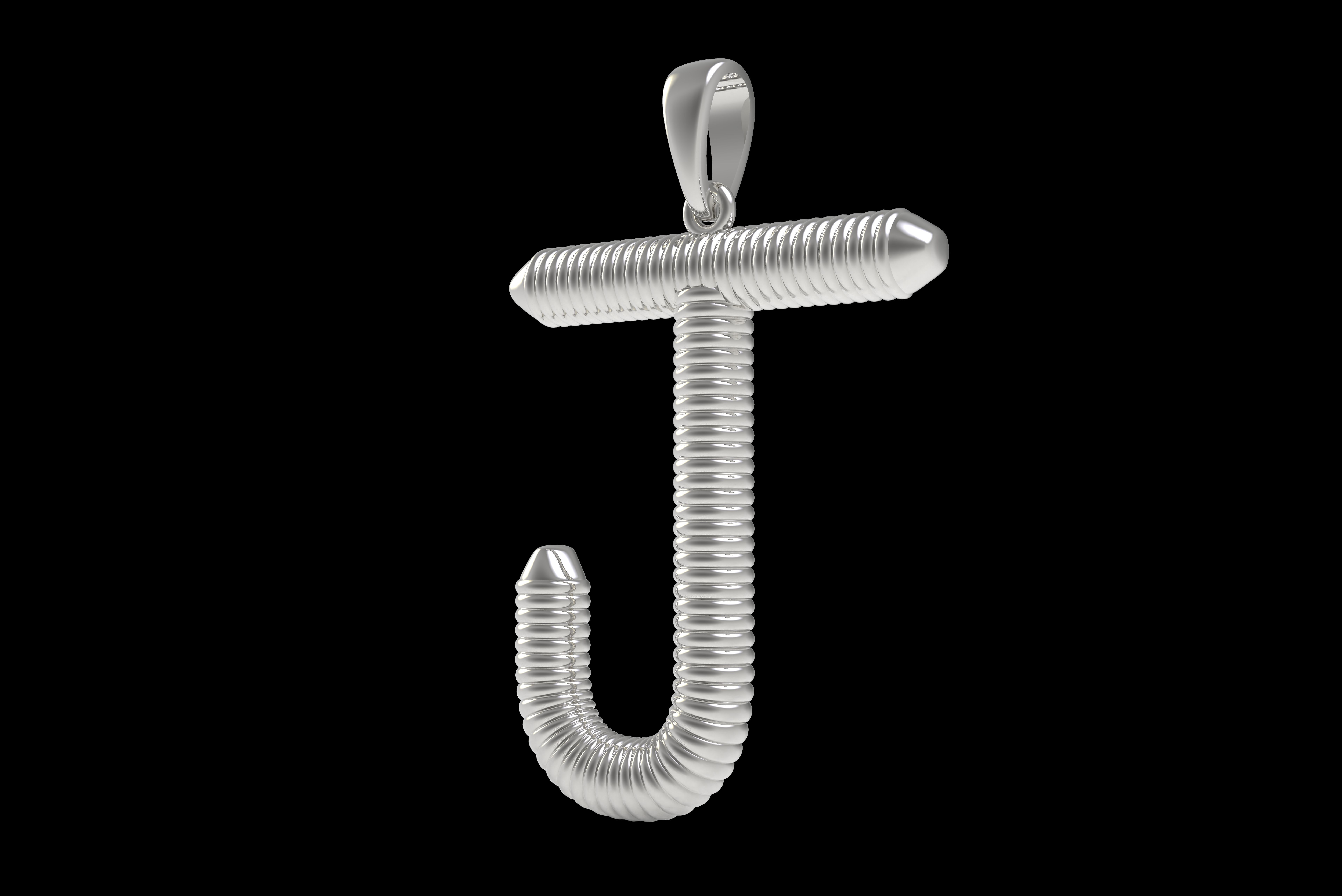 Spiral Initial Letter J Pendant 3D print model_27