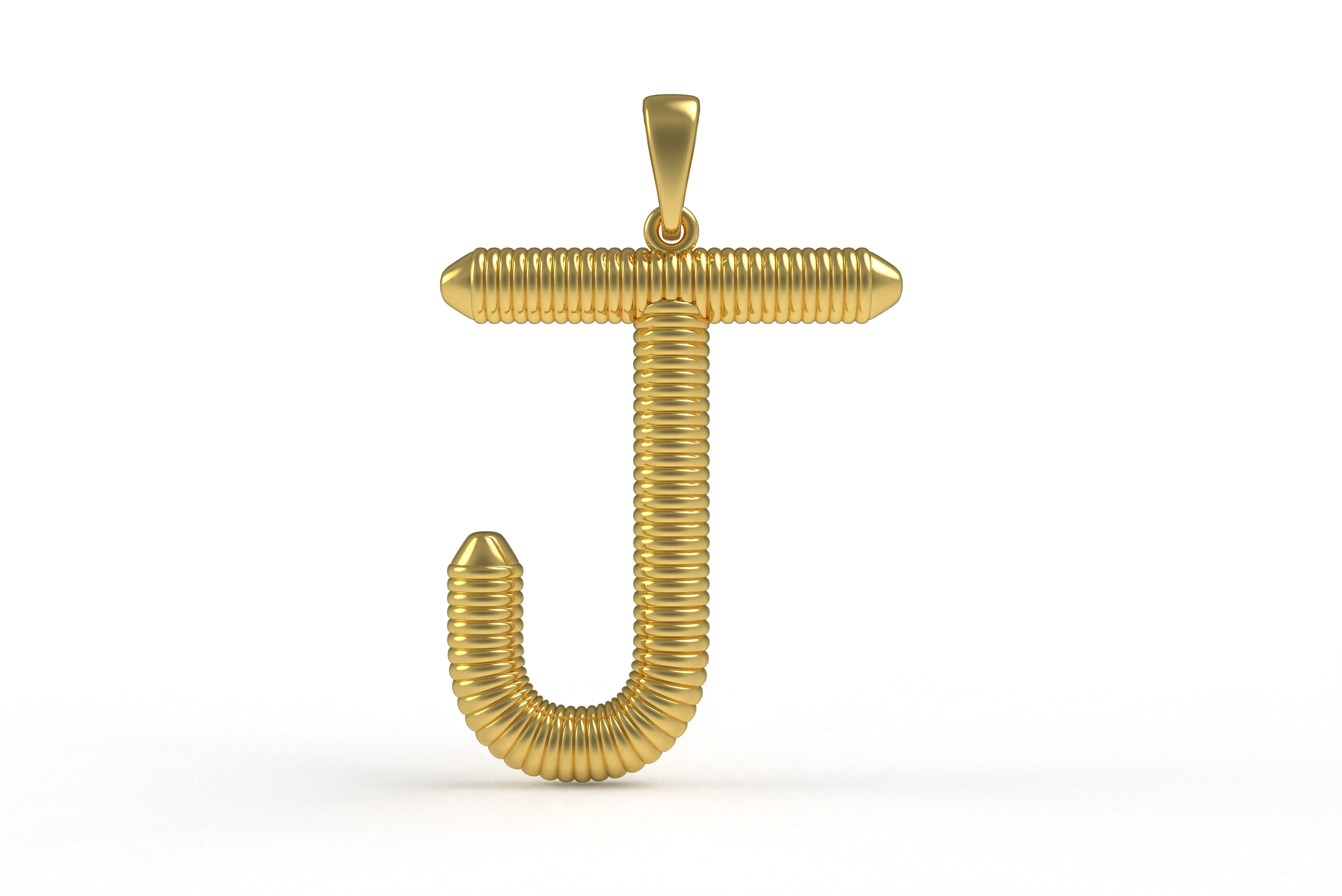 Spiral Initial Letter J Pendant 3D print model_1