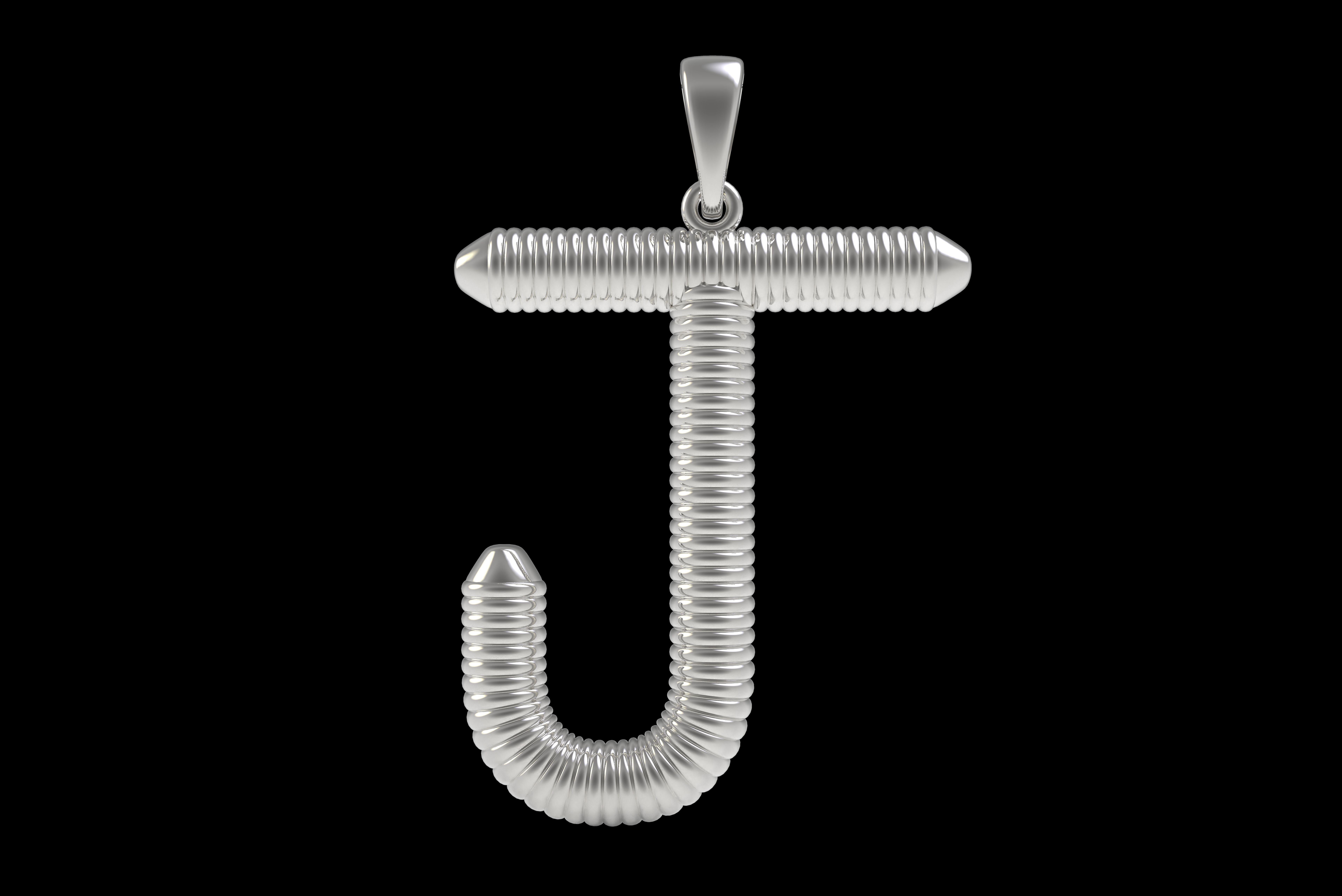 Spiral Initial Letter J Pendant 3D print model_25