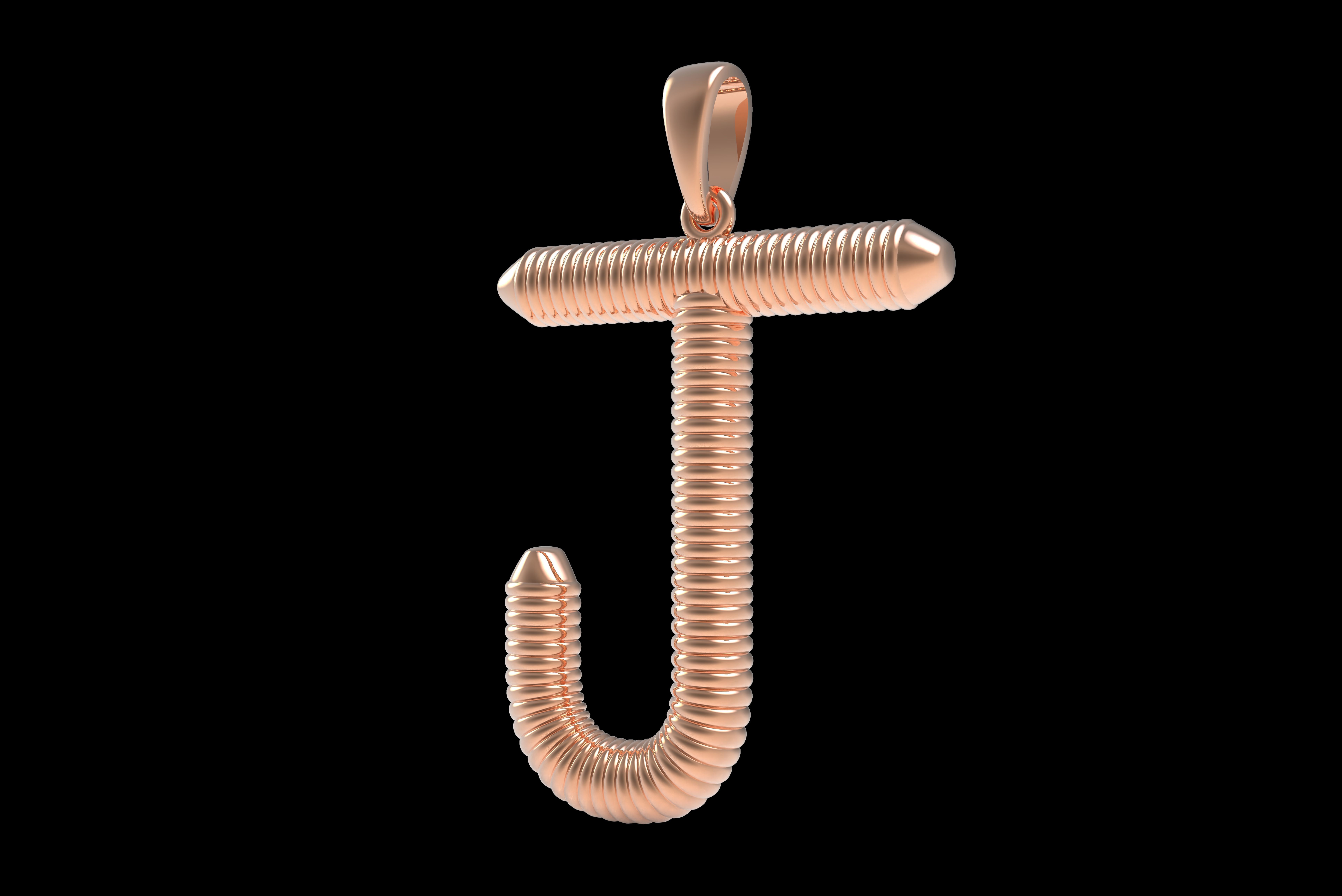 Spiral Initial Letter J Pendant 3D print model_31