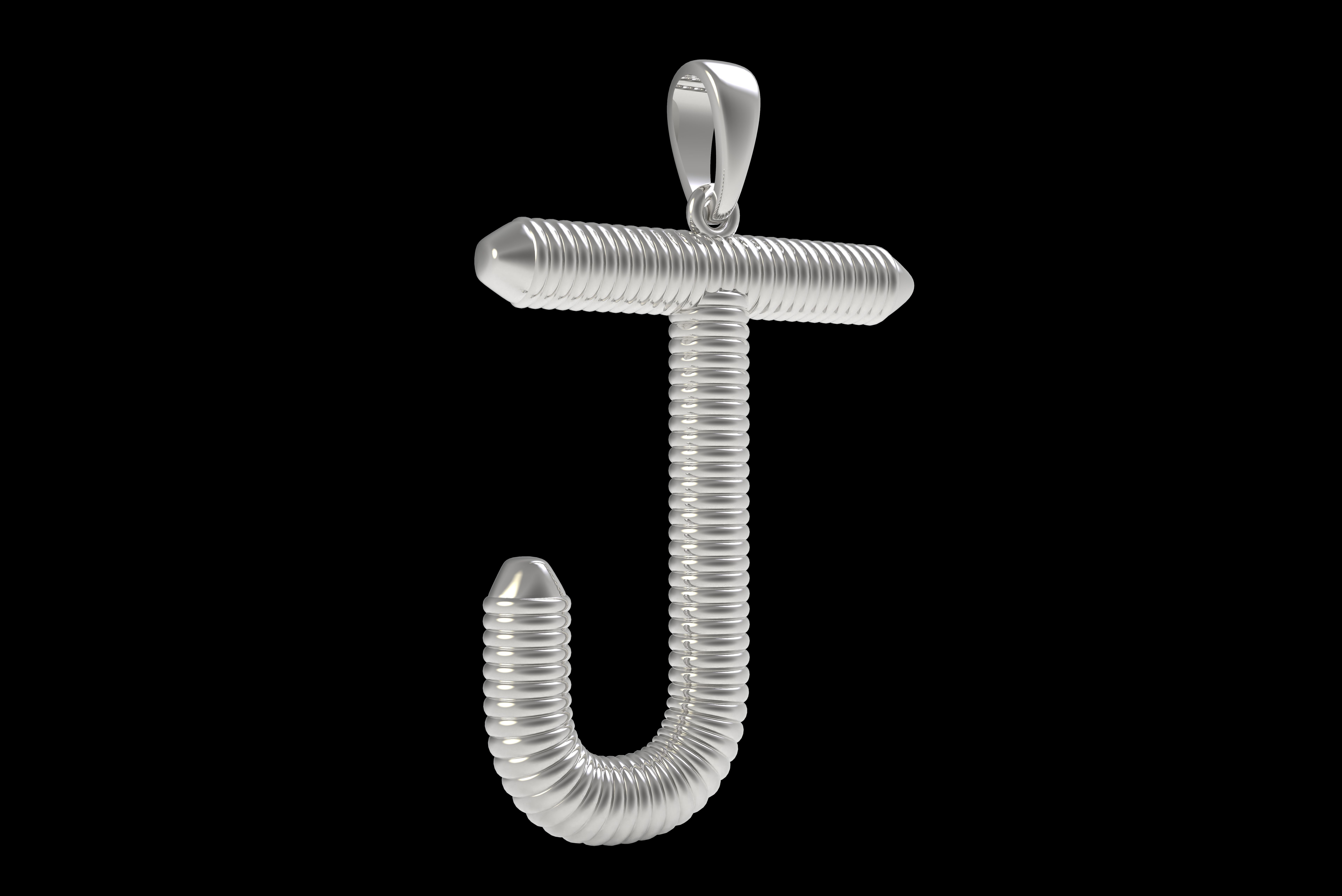 Spiral Initial Letter J Pendant 3D print model_28