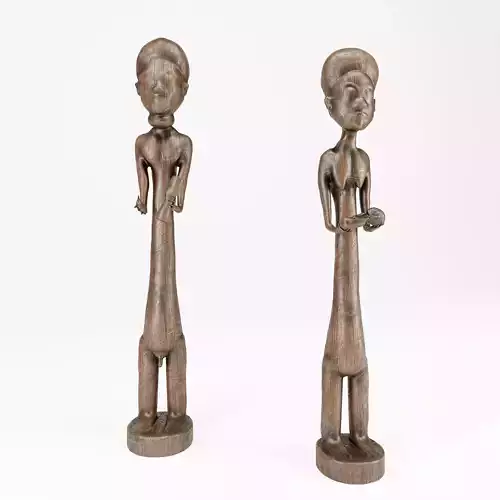 African Wooden Tribal Statues 3D Model African 3d model