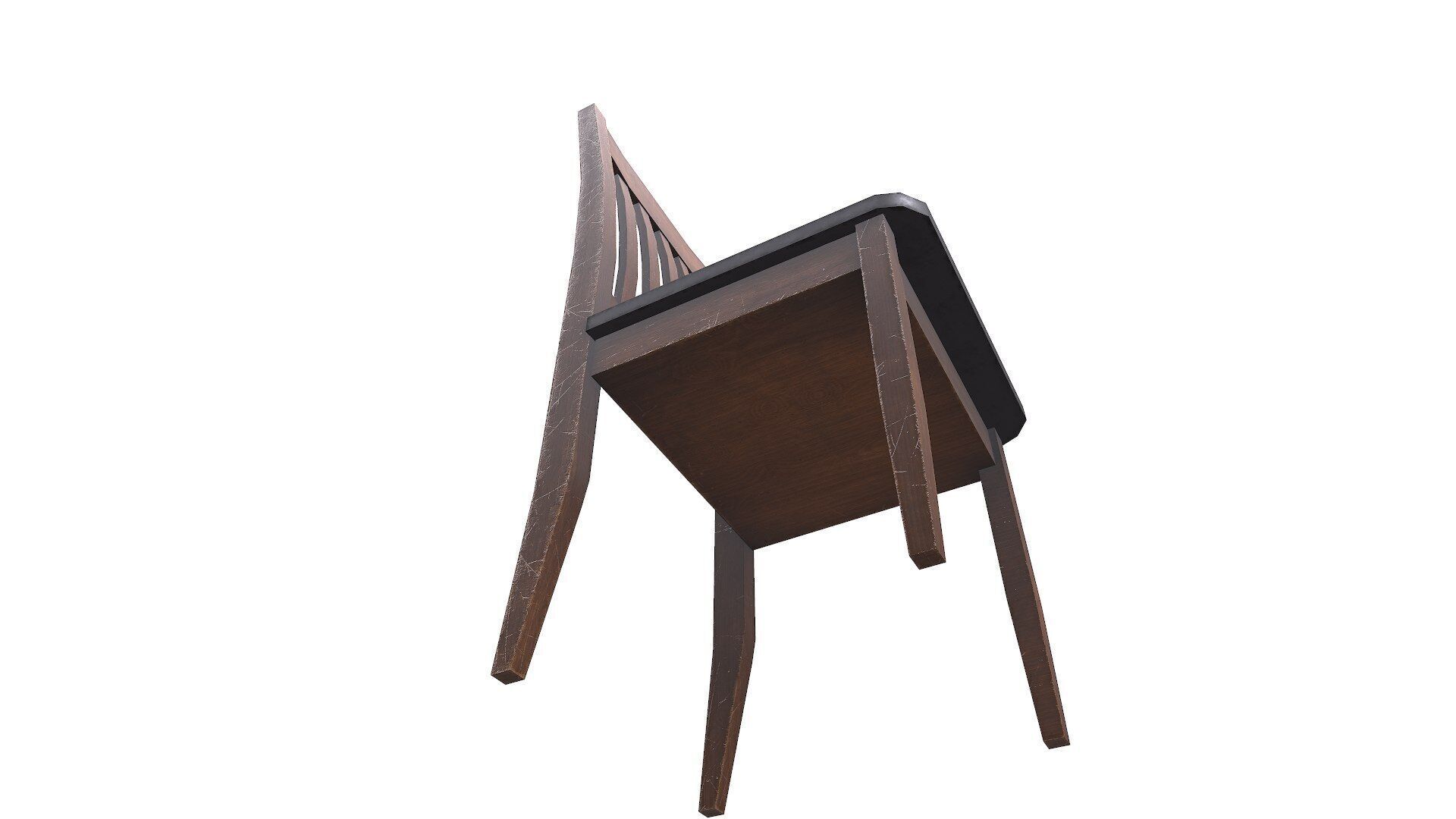 Old Wooden Chair Low-poly PBR Free low-poly 3D model_6
