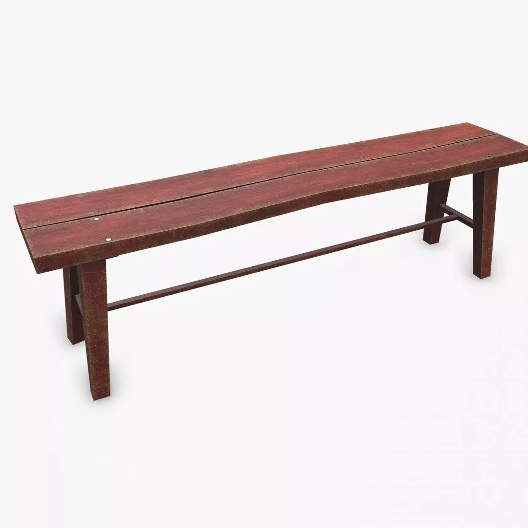 Old Wooden Bench Low-poly PBR1 Free low-poly 3D model